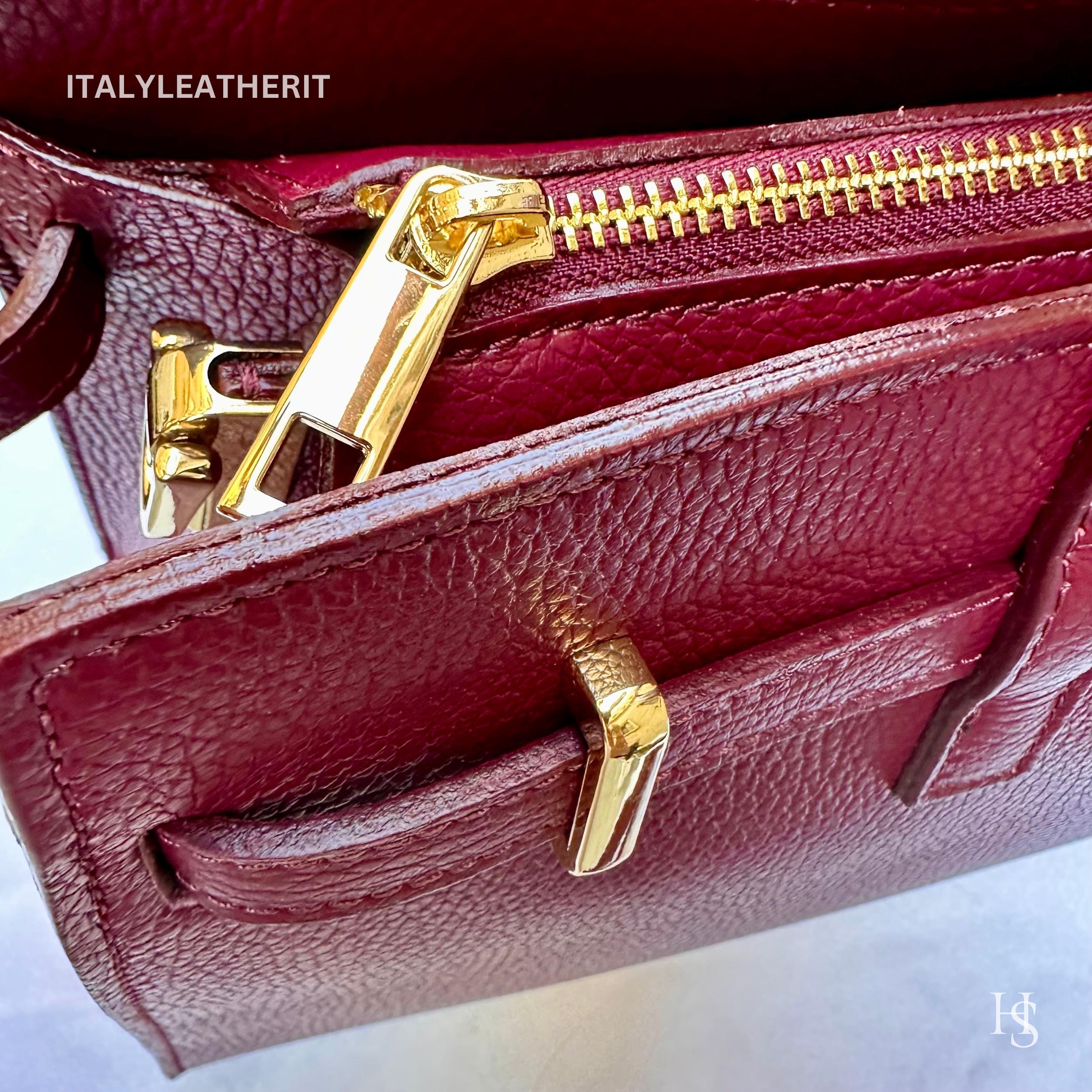 Italian Handmade Burgundy Leather Tote Bag for women