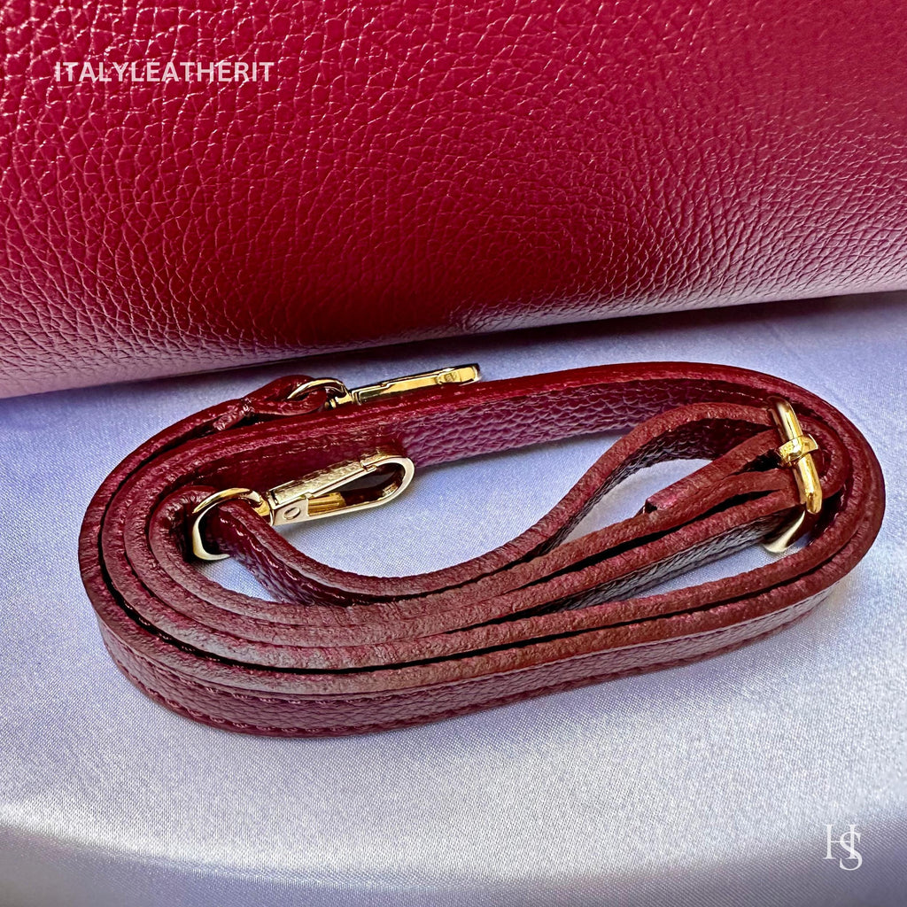 Italian Handmade Burgundy Leather Tote Bag for women