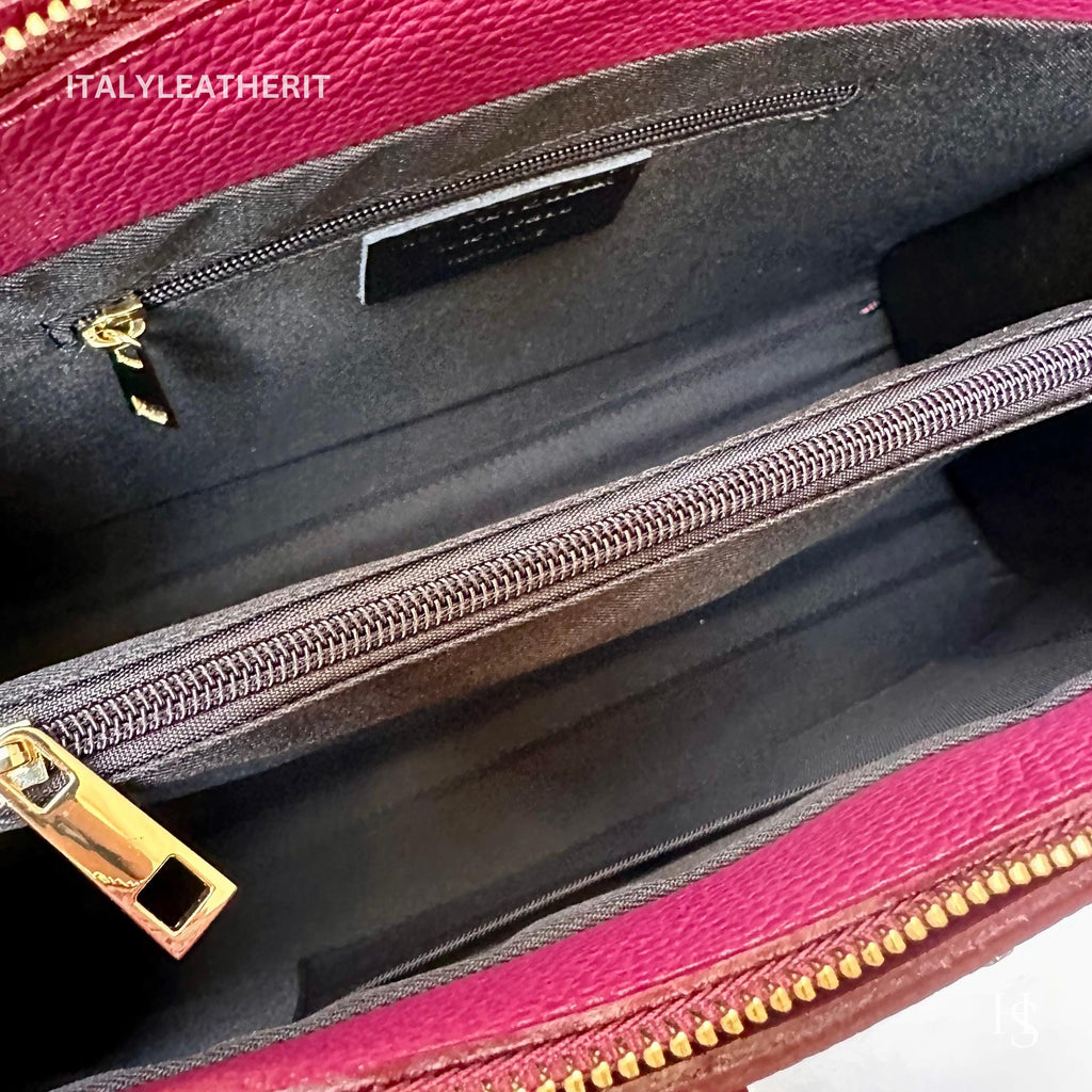 Italian Handmade Burgundy Leather Tote Bag for women