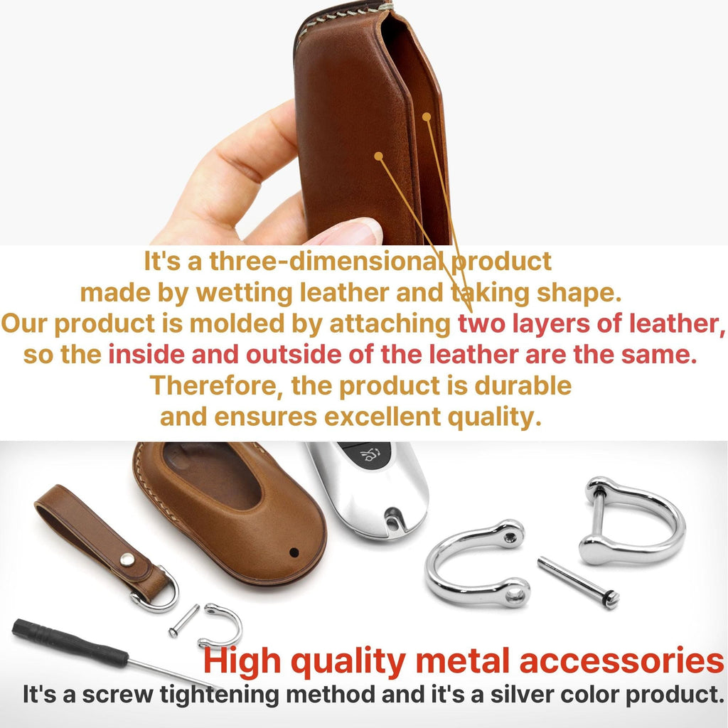 Leather Car Key Fob Cover: Mercedes Benz Smart Key Case