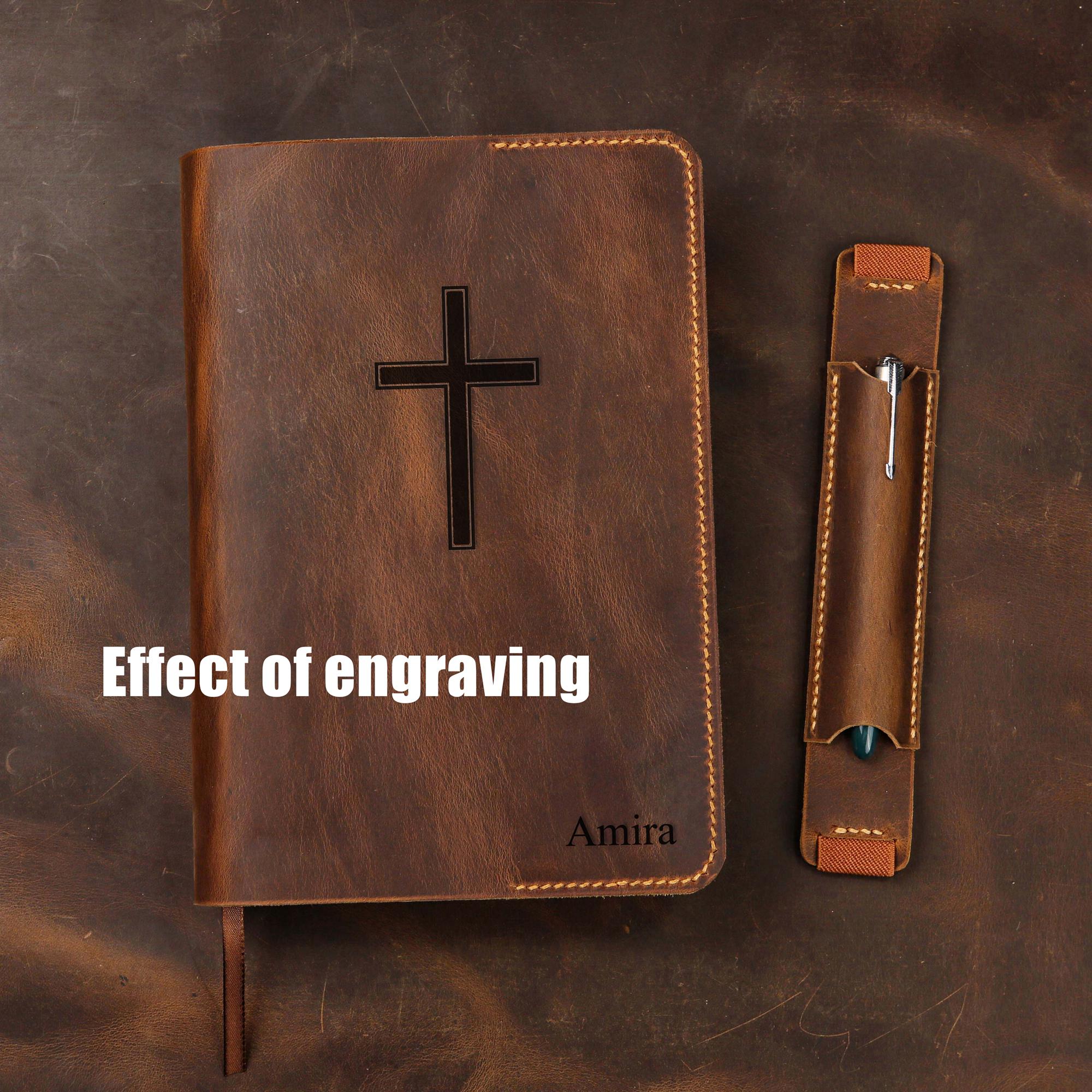 Personalized Leather cover for bible KJV , Custom leather holy bible book case cover christian gifts for men women Z04-LBBC05S