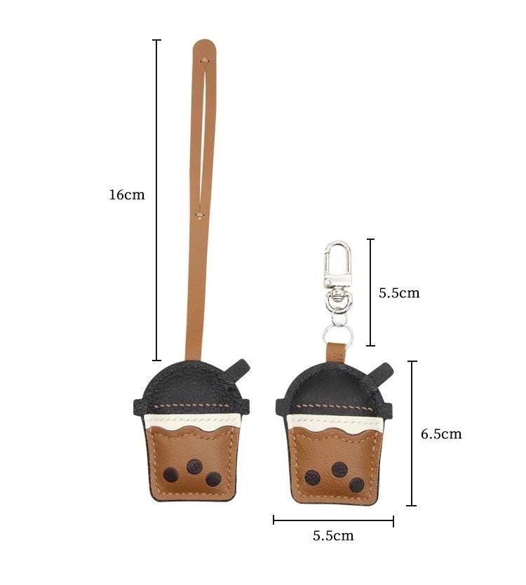 Leather BOBA bag Charm, Leather Bag Charm, Matcha tea Leather Handbag and Purse Charm, BOBA Keychain, Leather Gift, Bag Charm for Handbag