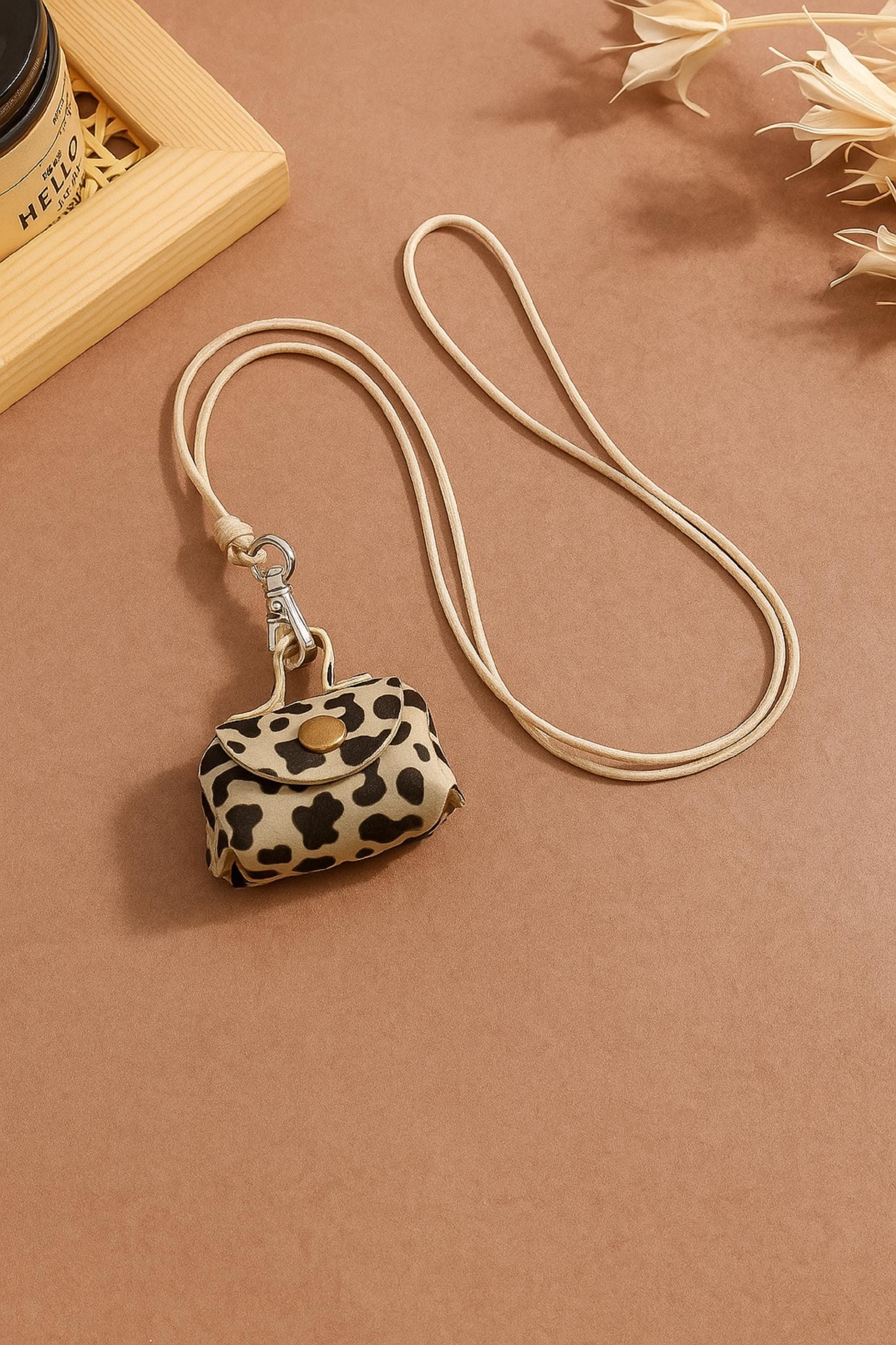 Mini Leather Bag Pendant Necklace: Adjustable Cord, Purse Charm Jewelry
