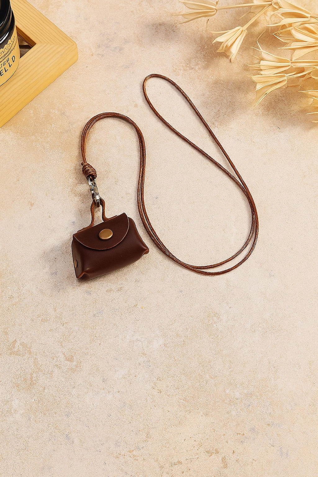 Mini Leather Bag Pendant Necklace: Adjustable Cord, Purse Charm Jewelry