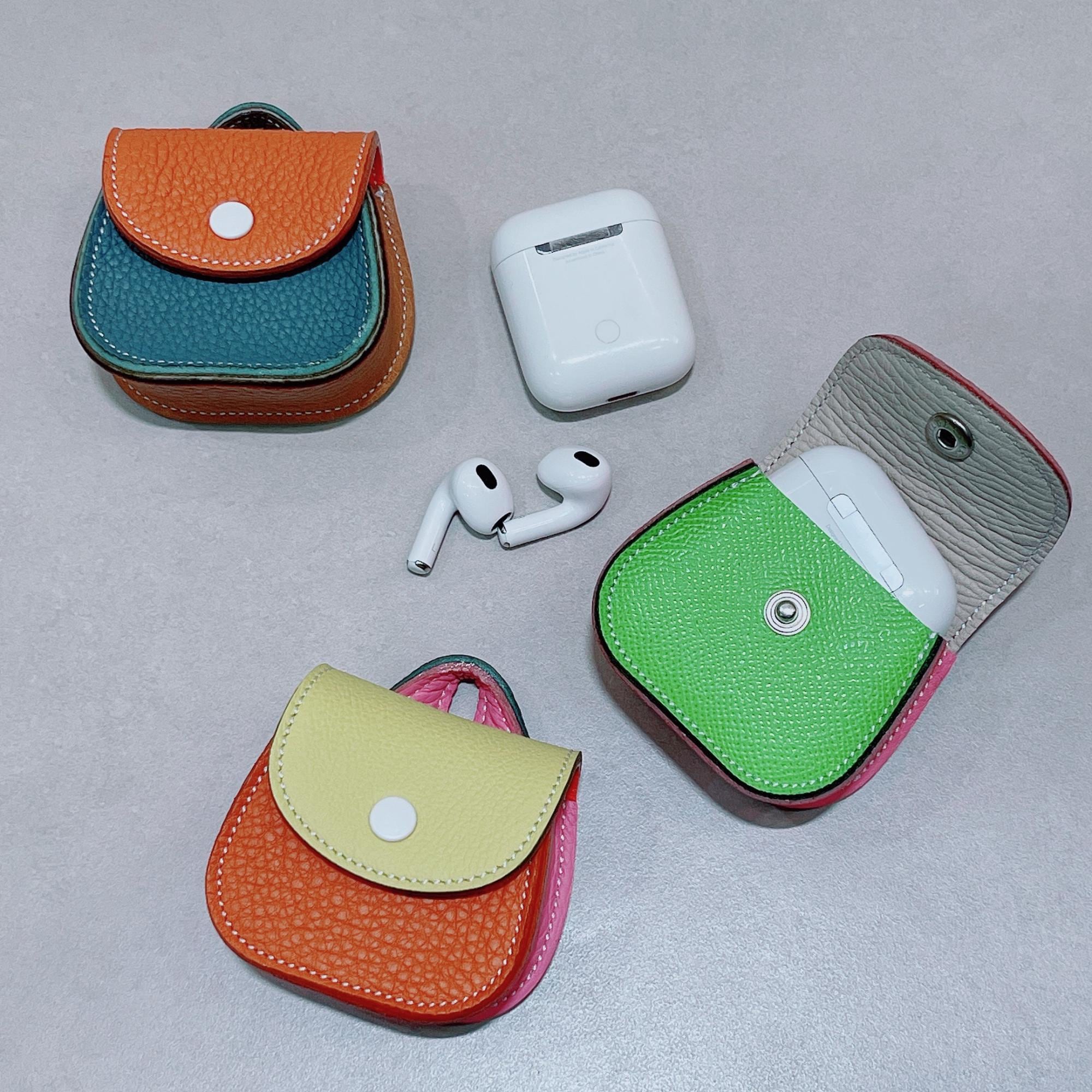 Handmade Pebble Cowhide AirPods Case, Coin Purse, Bag Charm Accessory