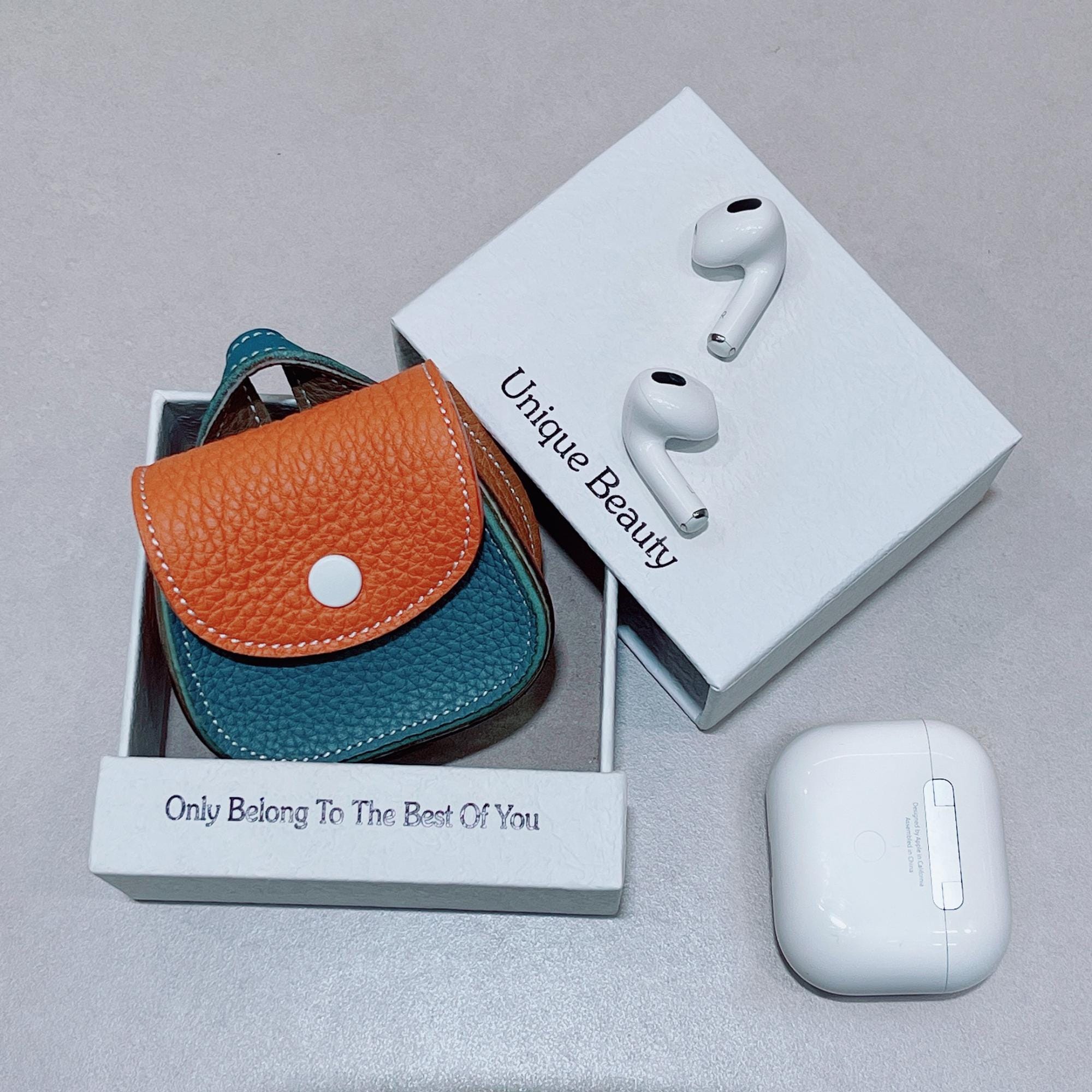 Handmade Pebble Cowhide AirPods Case, Coin Purse, Bag Charm Accessory