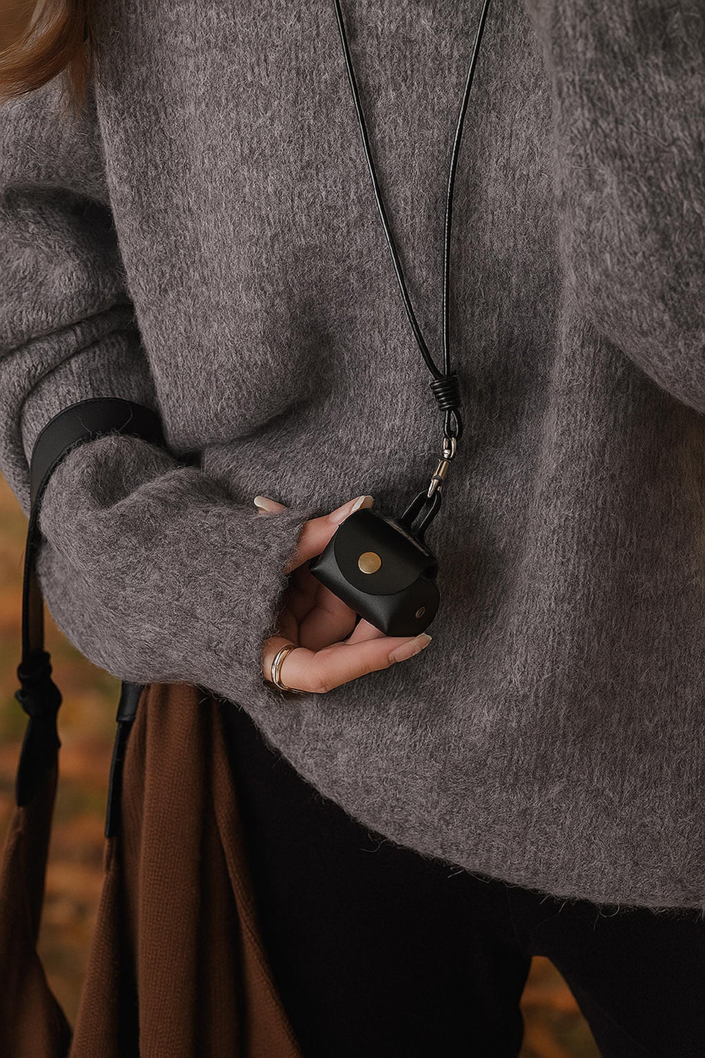 Mini Leather Bag Pendant Necklace: Adjustable Cord, Purse Charm Jewelry