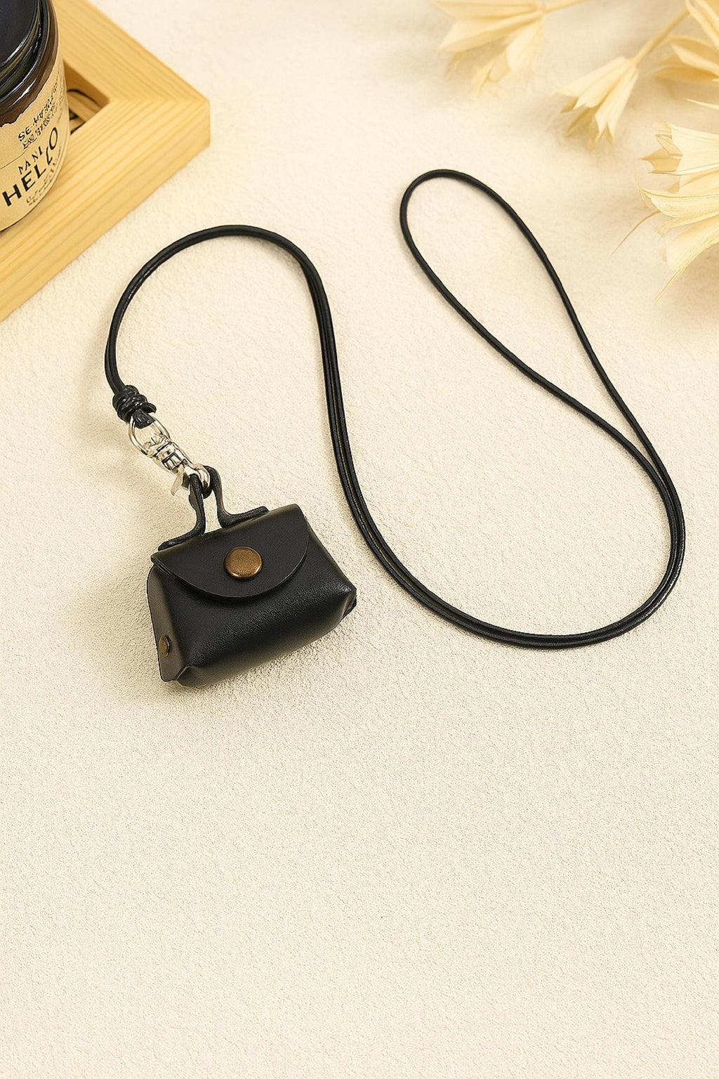 Mini Leather Bag Pendant Necklace: Adjustable Cord, Purse Charm Jewelry