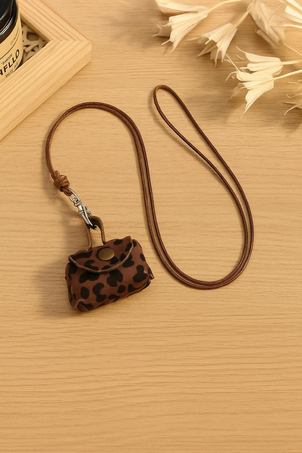 Mini Leather Bag Pendant Necklace: Adjustable Cord, Purse Charm Jewelry