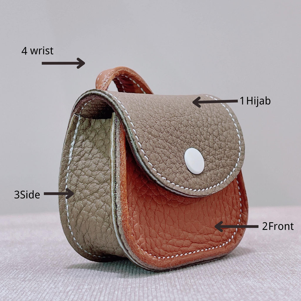 Handmade Pebble Leather AirPods Case, Coin Purse, Bag Charm Accessory