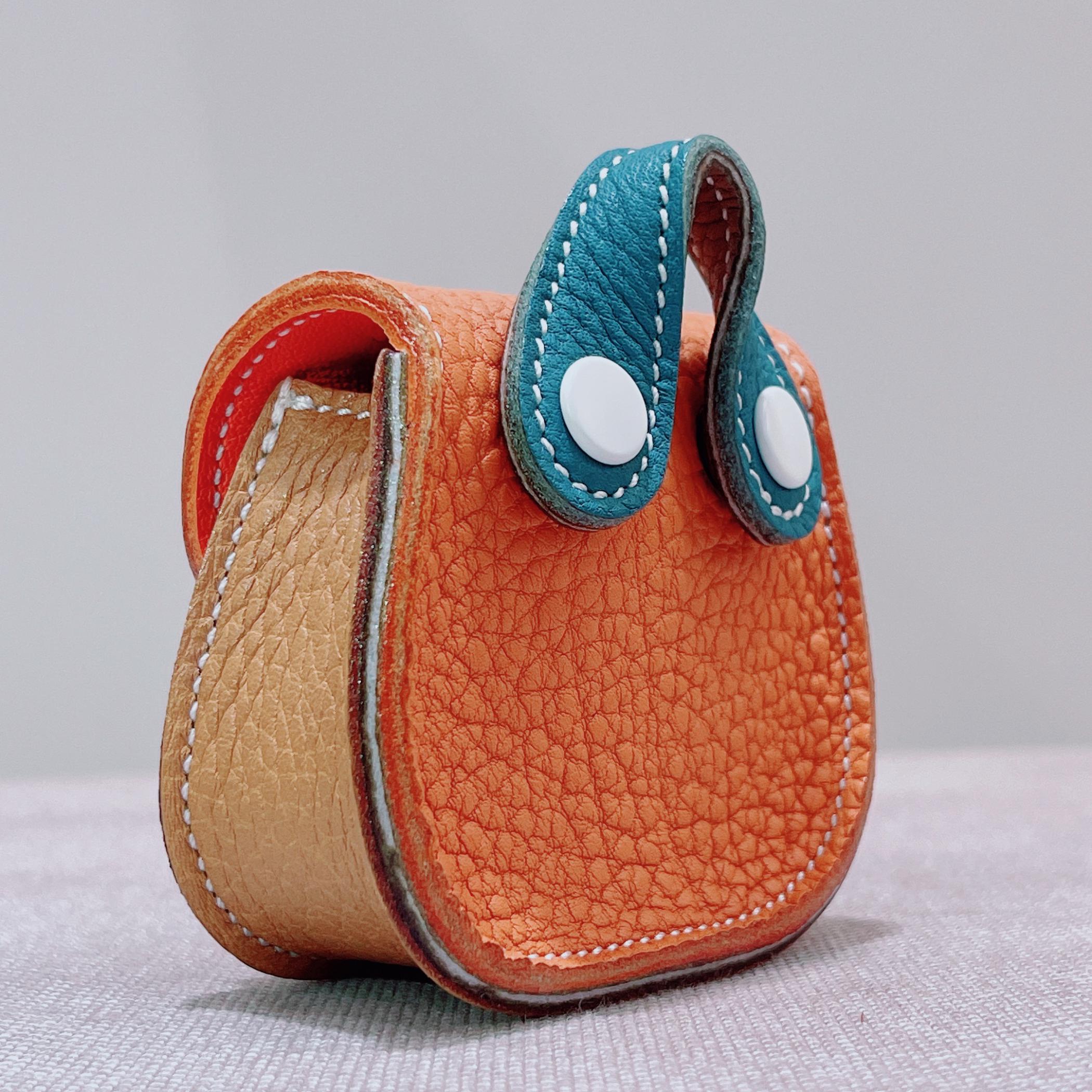 Handmade Pebble Cowhide AirPods Case, Coin Purse, Bag Charm Accessory