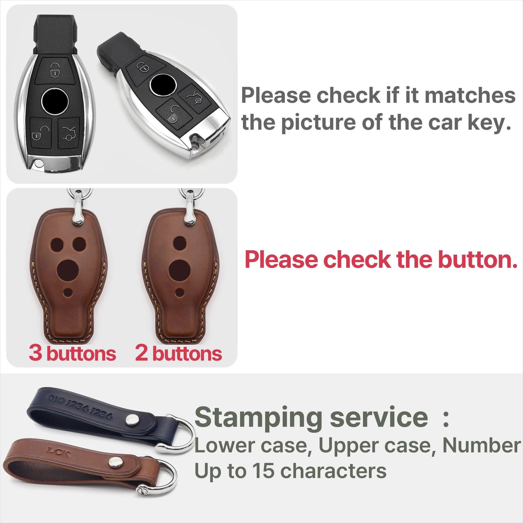 Leather Benz Car Key Fob Cover: Handmade Italian Leather