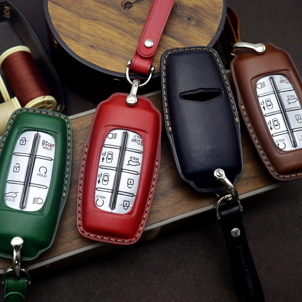 Leather Key Fob Cover: Genesis, Hyundai Smart Key Case