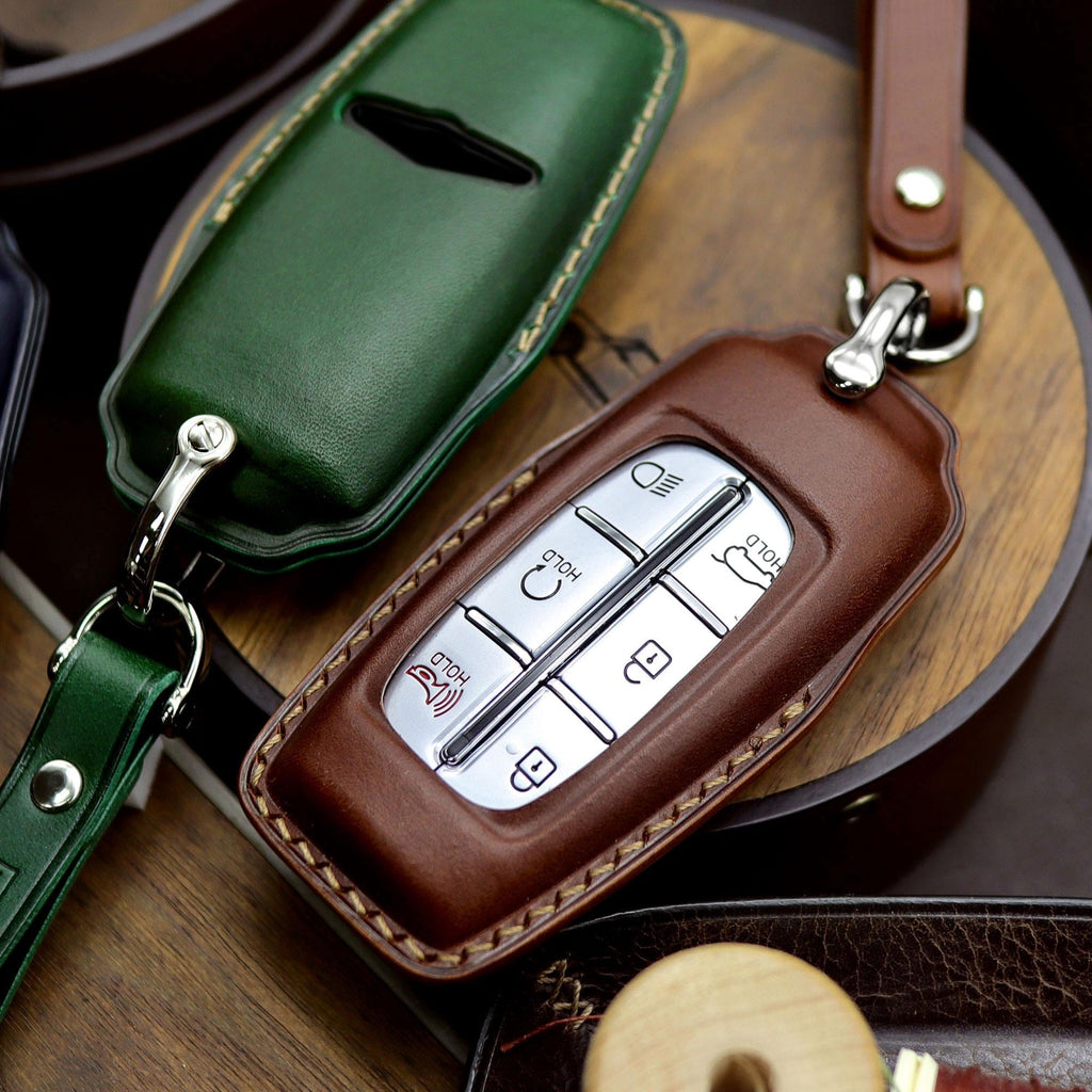Leather Key Fob Cover: Genesis, Hyundai Smart Key Case