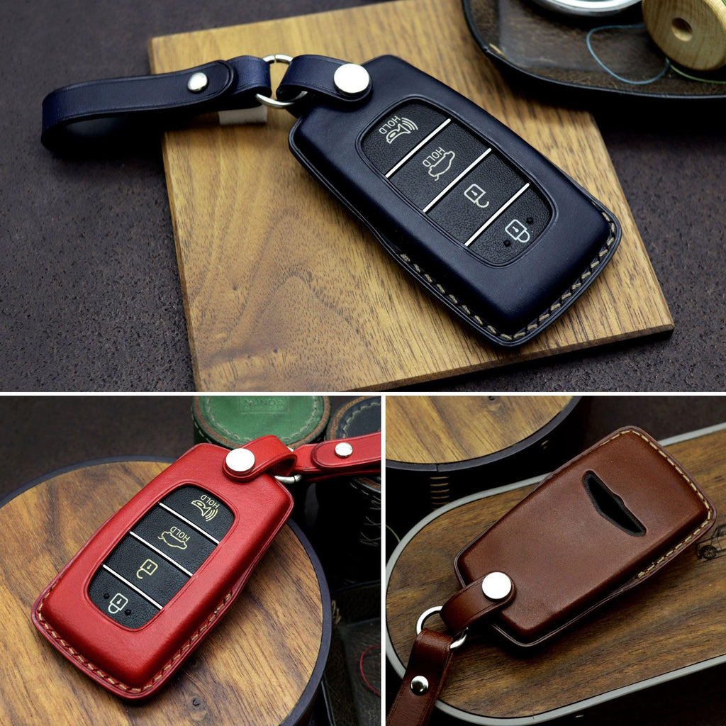 Leather Key Fob Cover: Genesis, Hyundai Smart Key Case