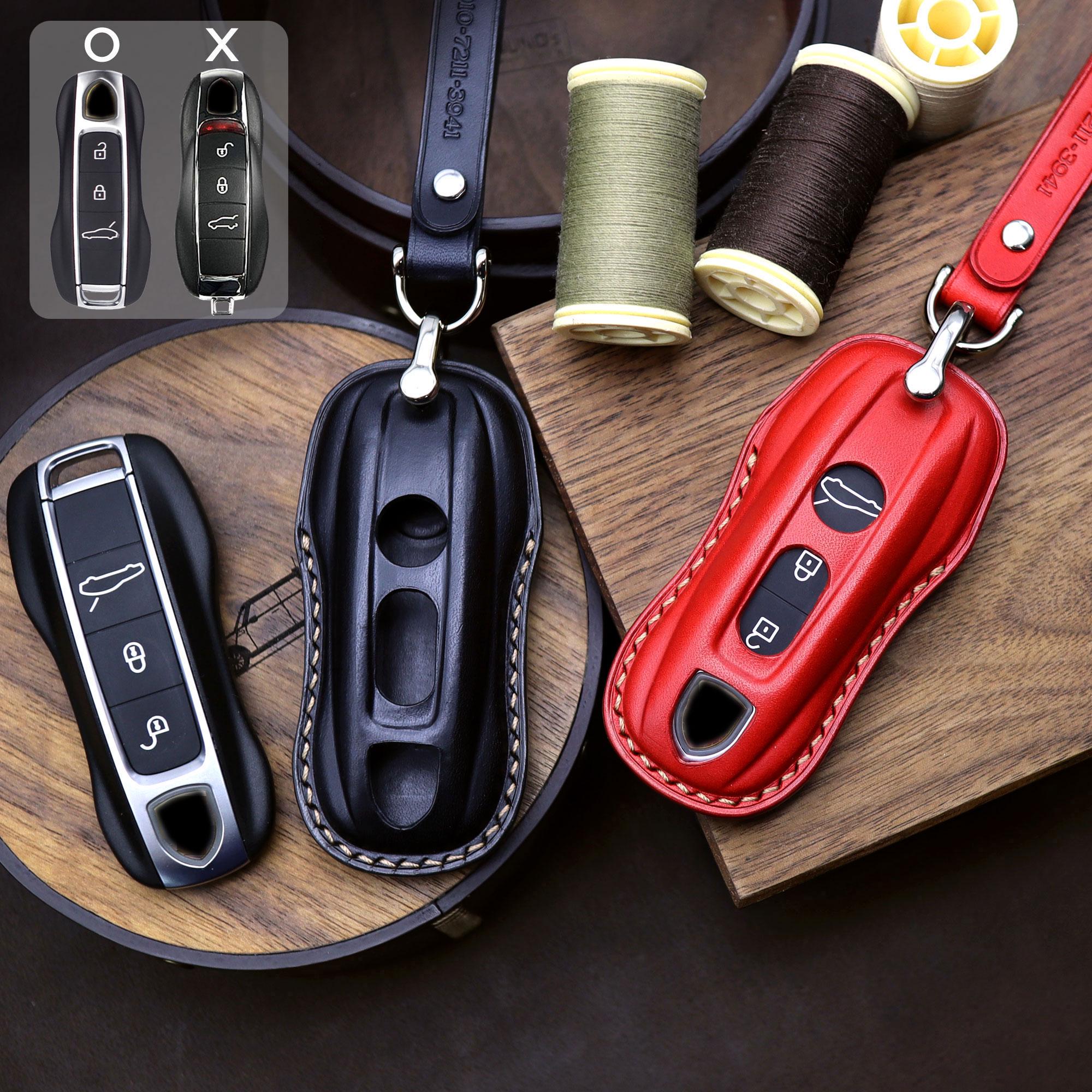 Leather Porsche Key Fob Cover: Handmade Car Key Case