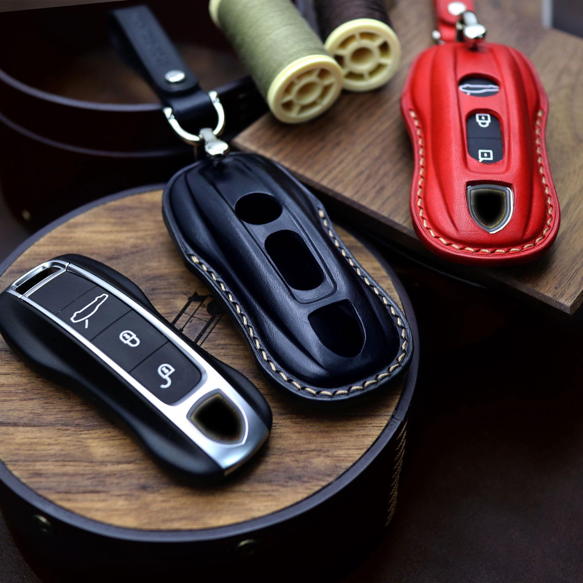 Leather Porsche Key Fob Cover: Handmade Car Key Case