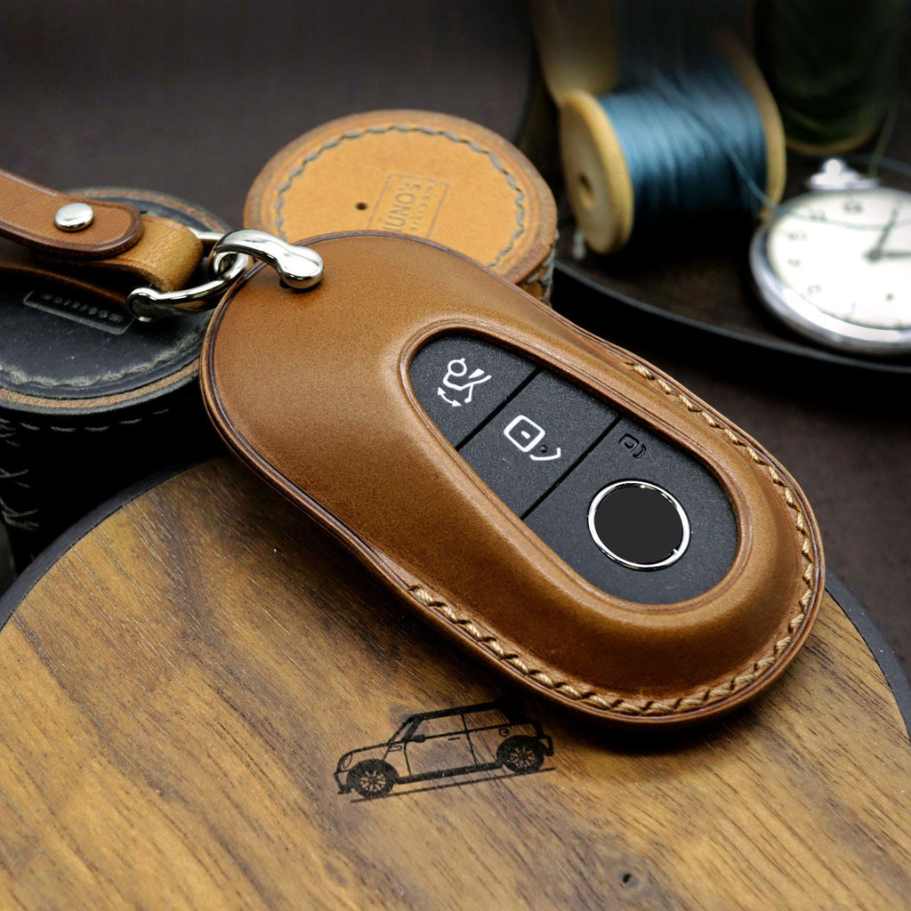 Leather Car Key Fob Cover: Mercedes Benz Smart Key Case