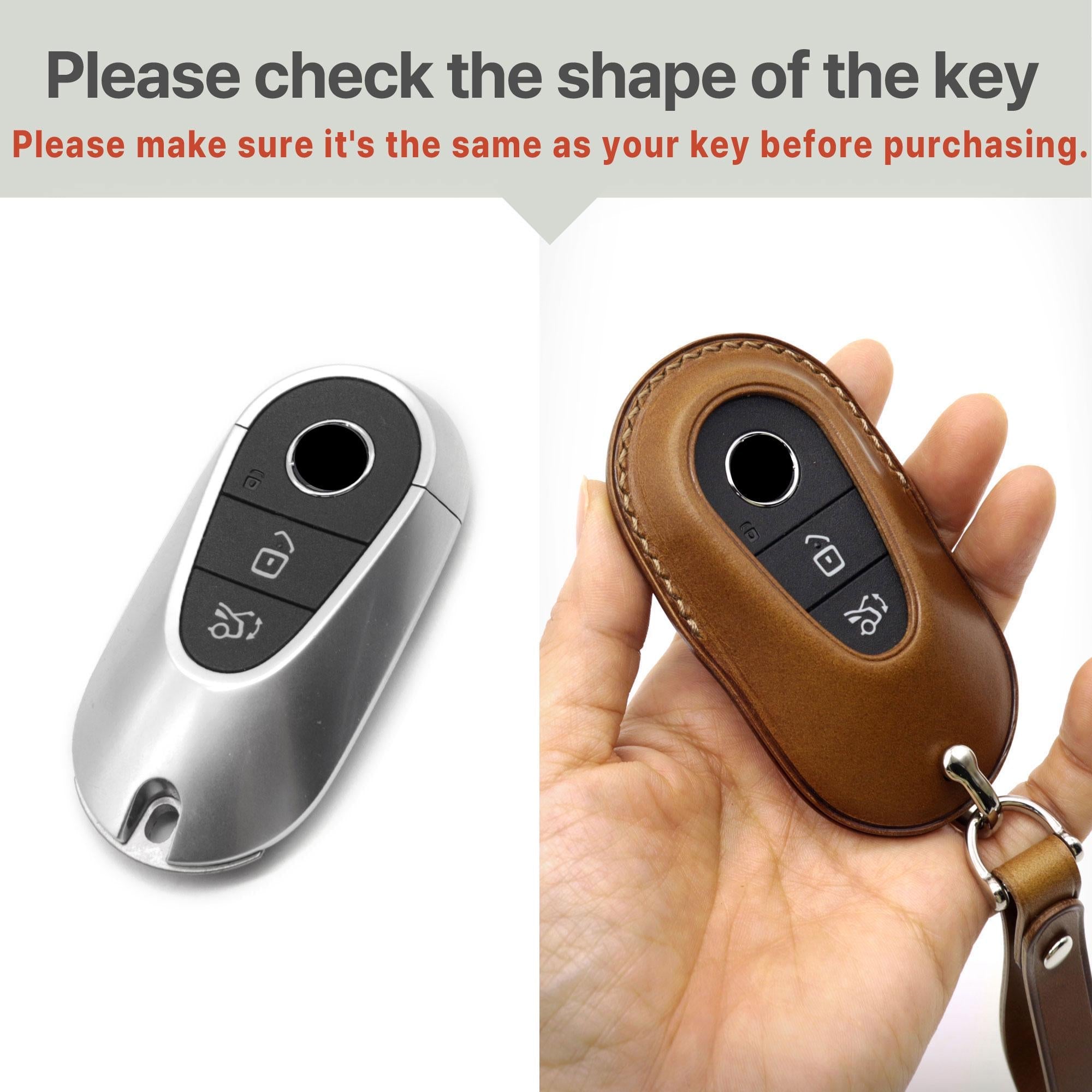 Leather Car Key Fob Cover: Mercedes Benz Smart Key Case