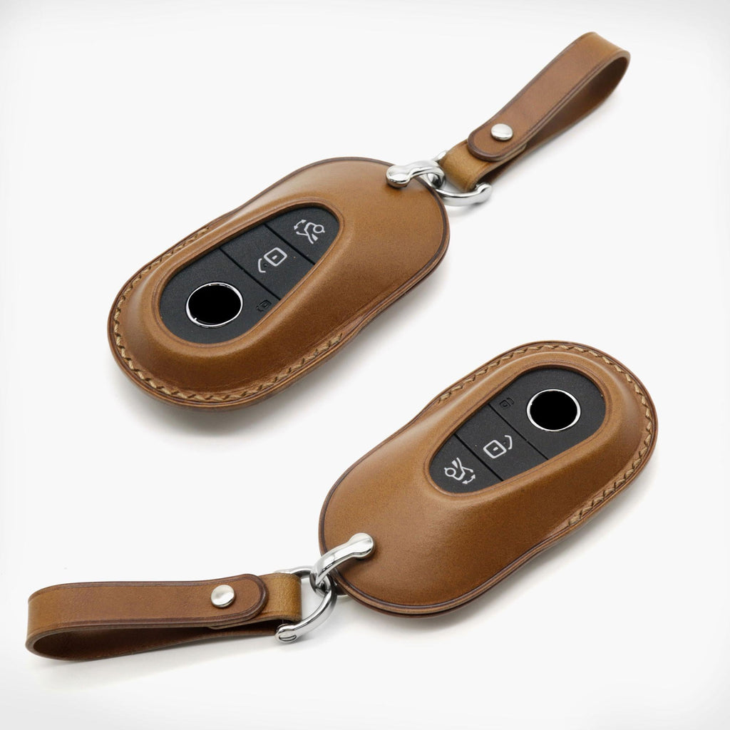 Leather Car Key Fob Cover: Mercedes Benz Smart Key Case