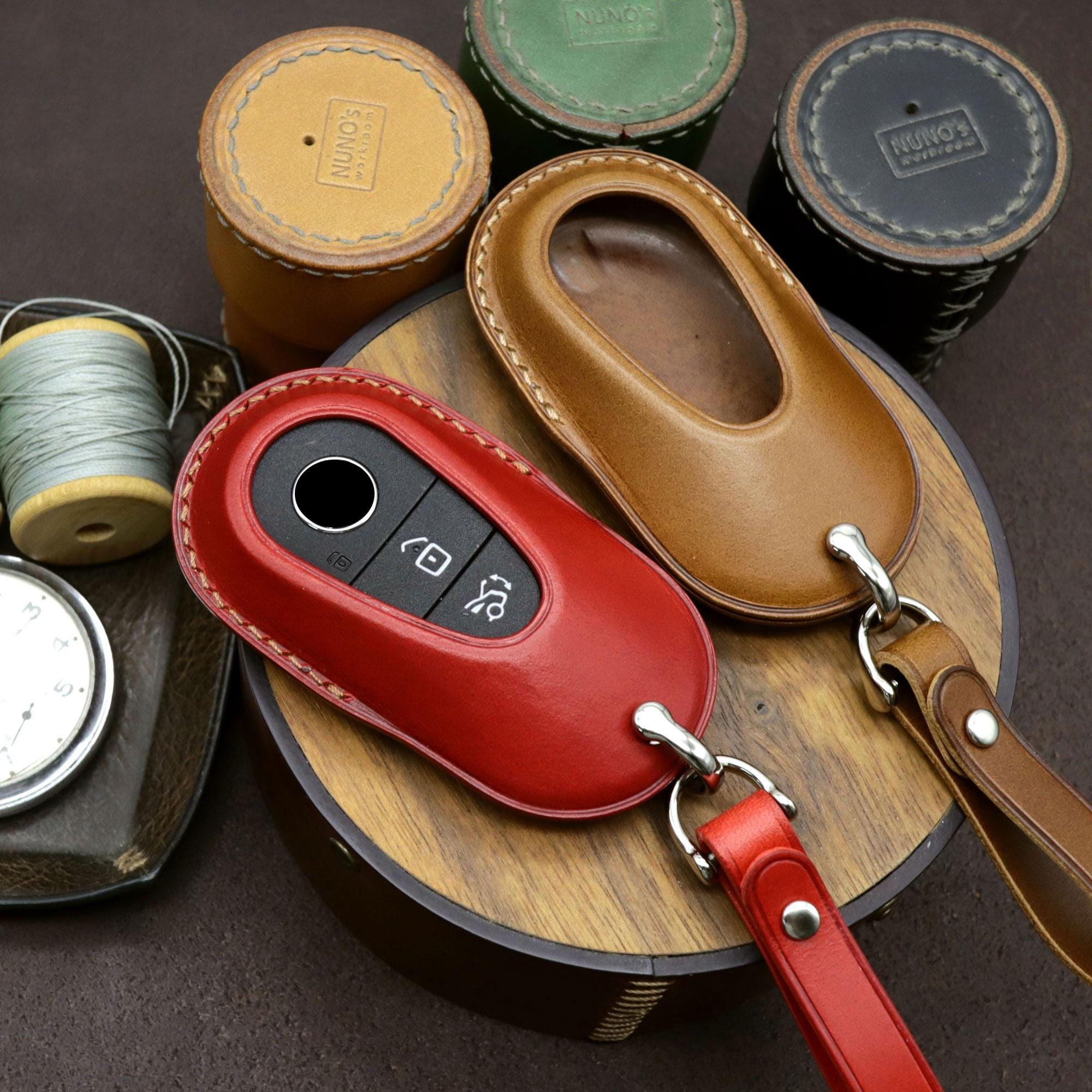 Leather Car Key Fob Cover: Mercedes Benz Smart Key Case