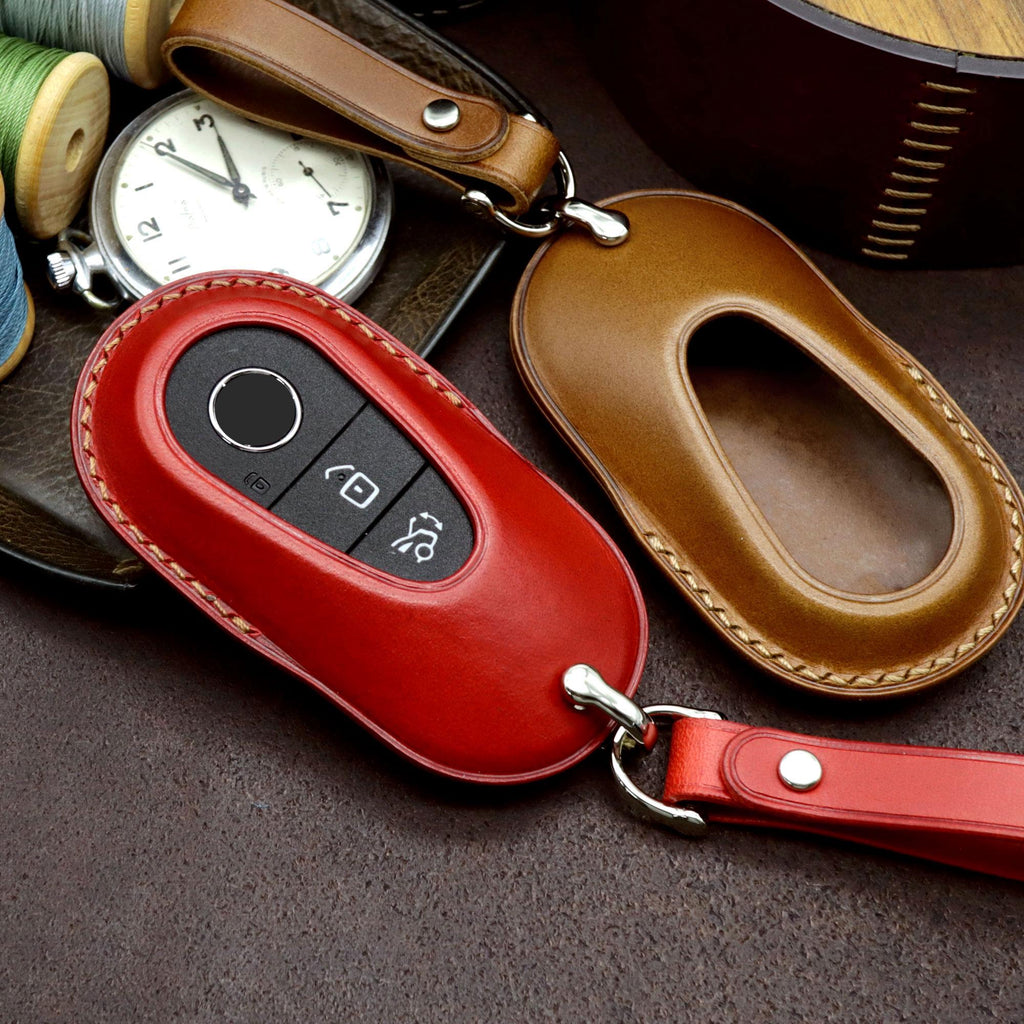 Leather Car Key Fob Cover: Mercedes Benz Smart Key Case