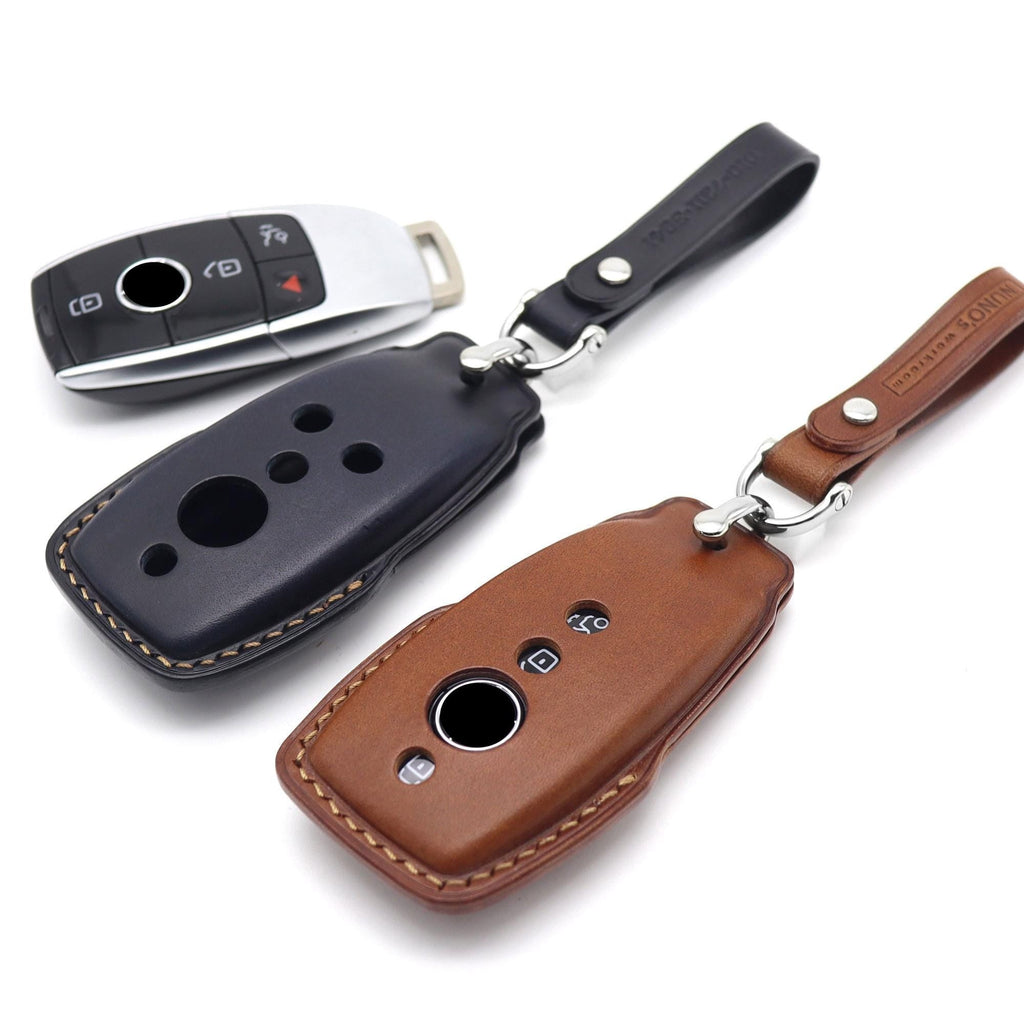 Leather Car Key Fob Cover: Mercedes Benz E/C/GLC Class Key Case