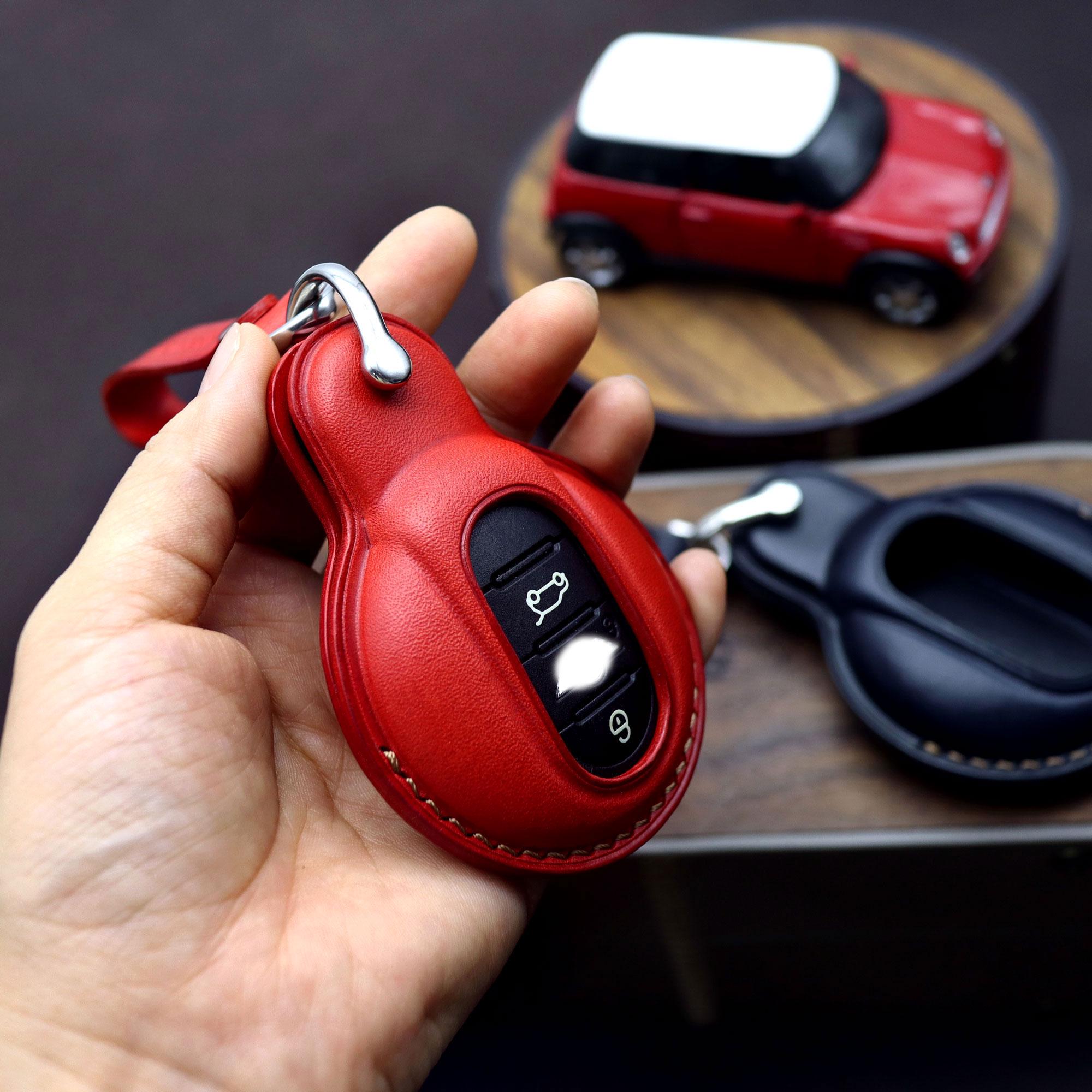 Buttero Leather Key Fob Cover for MINI Cooper: Handmade Car Key Case