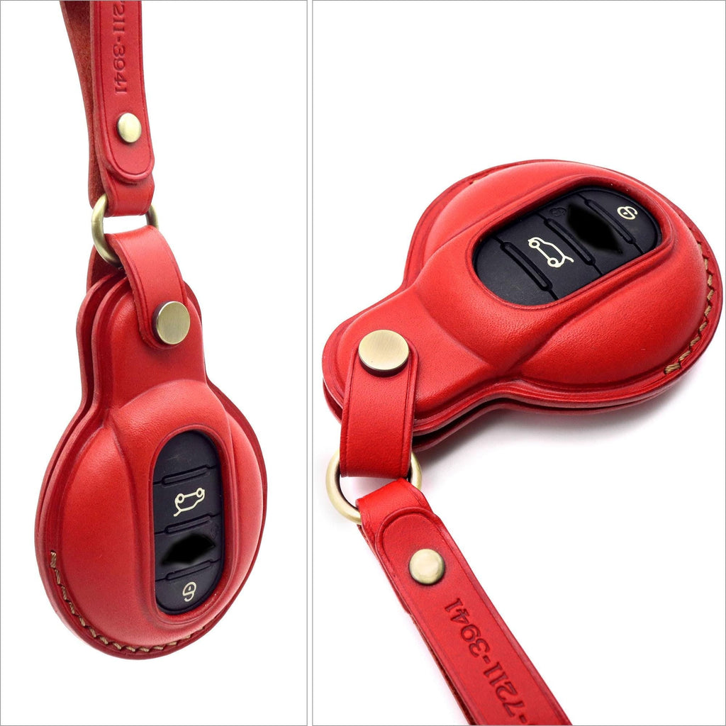 Handmade Leather Car Key Fob Cover: Mini Cooper Smart Key Case