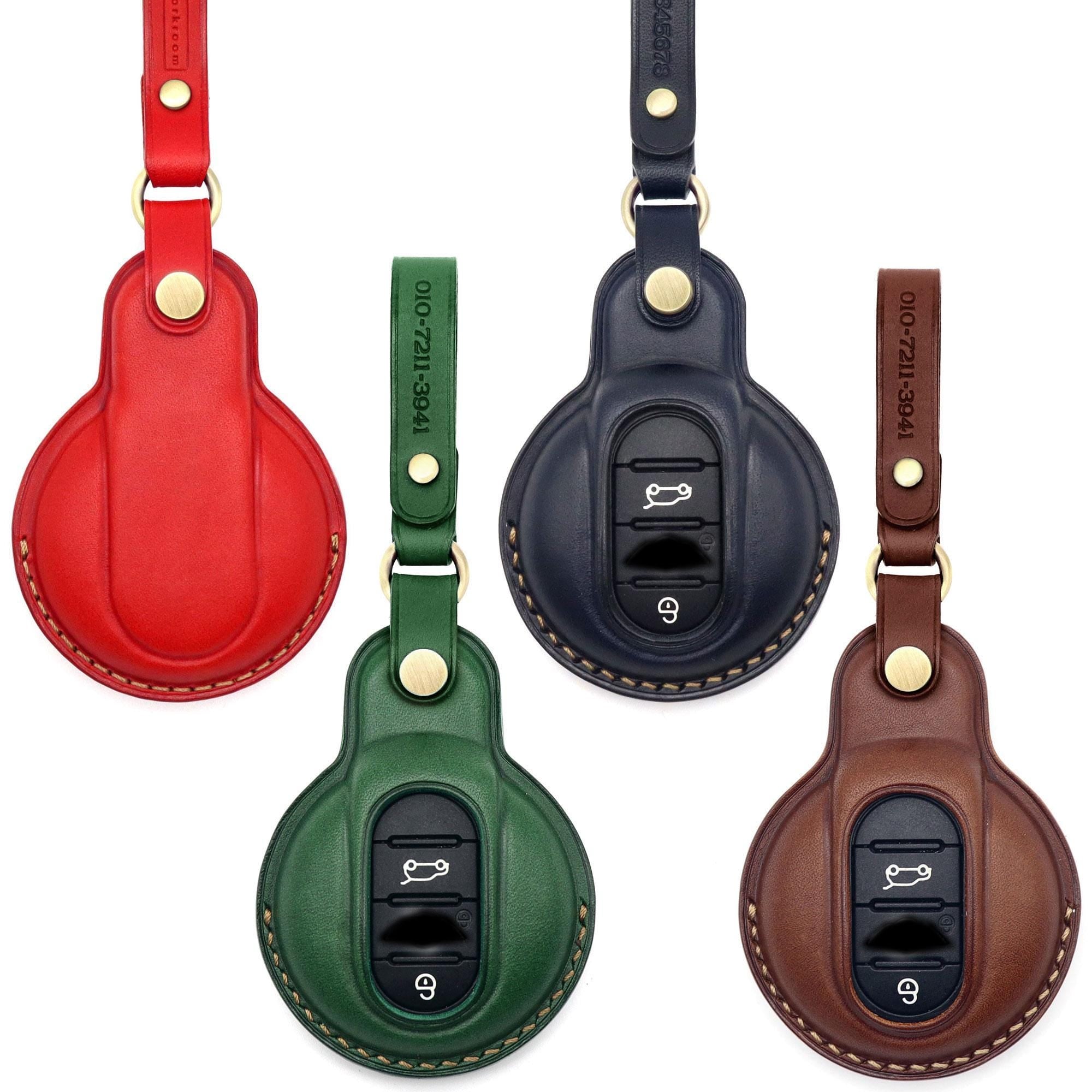 Handmade Leather Car Key Fob Cover: Mini Cooper Smart Key Case