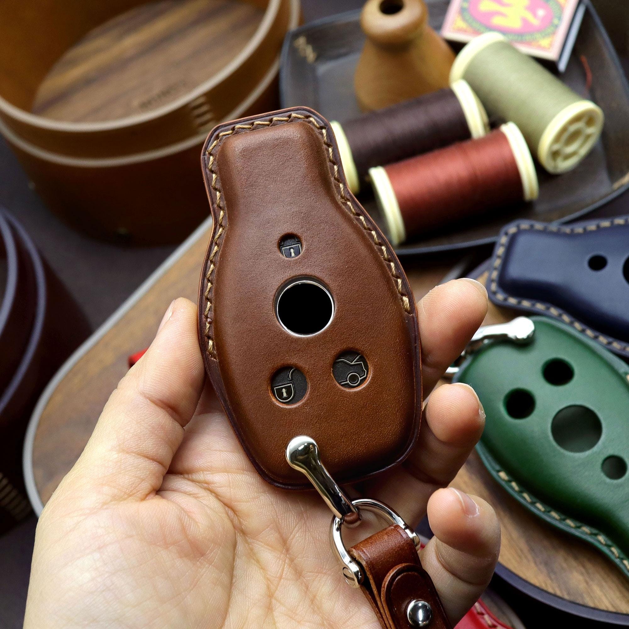 Leather Benz Car Key Fob Cover: Handmade Italian Leather