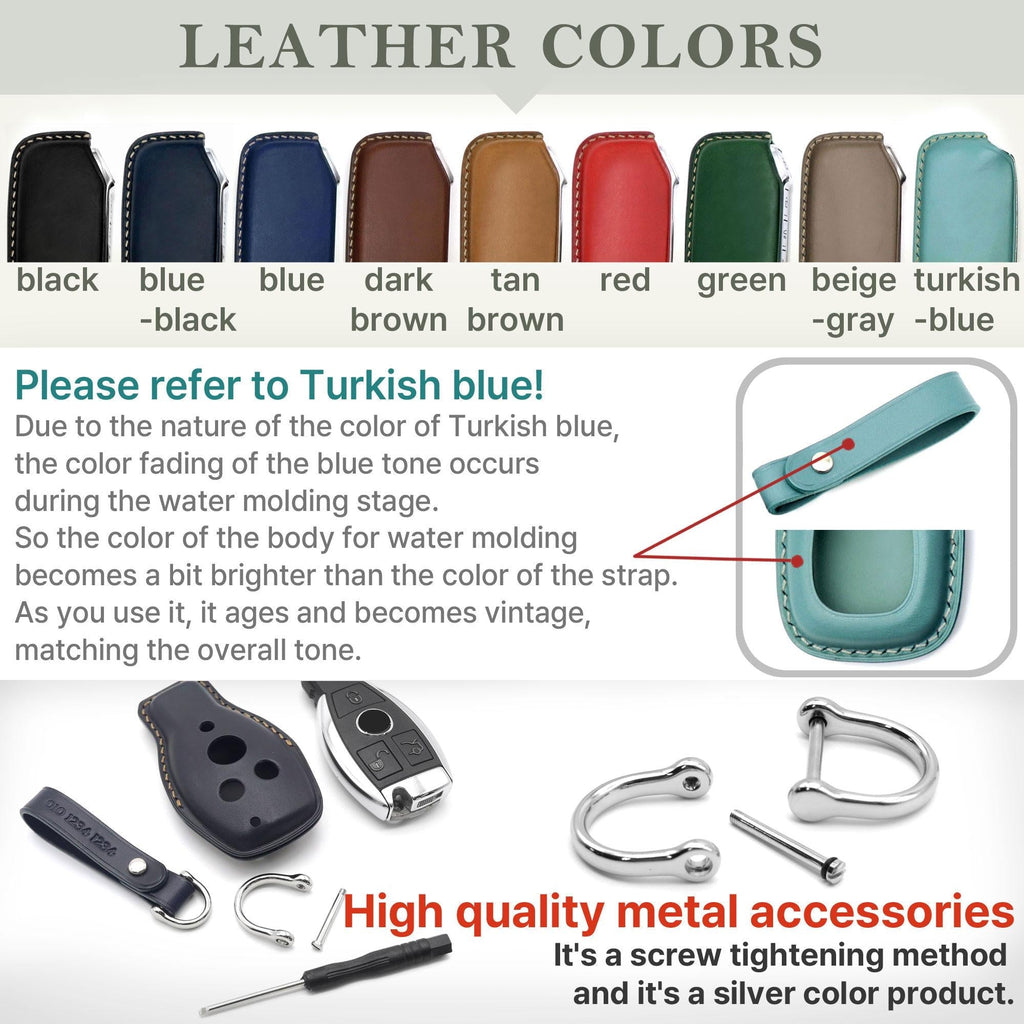 Leather Benz Car Key Fob Cover: Handmade Italian Leather