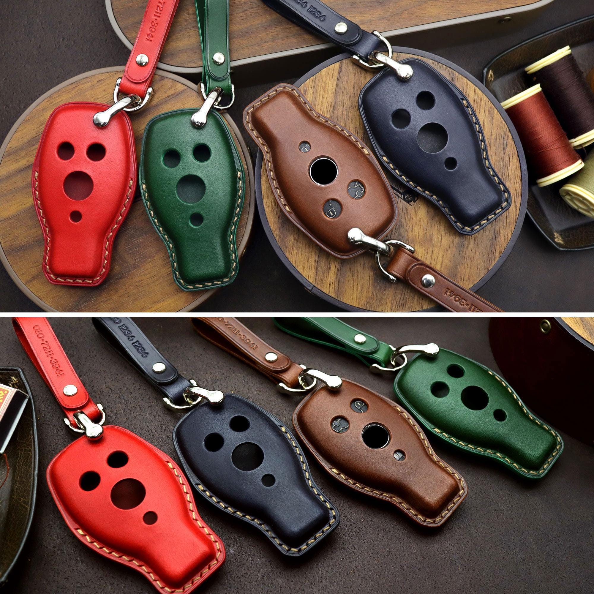 Leather Benz Car Key Fob Cover: Handmade Italian Leather