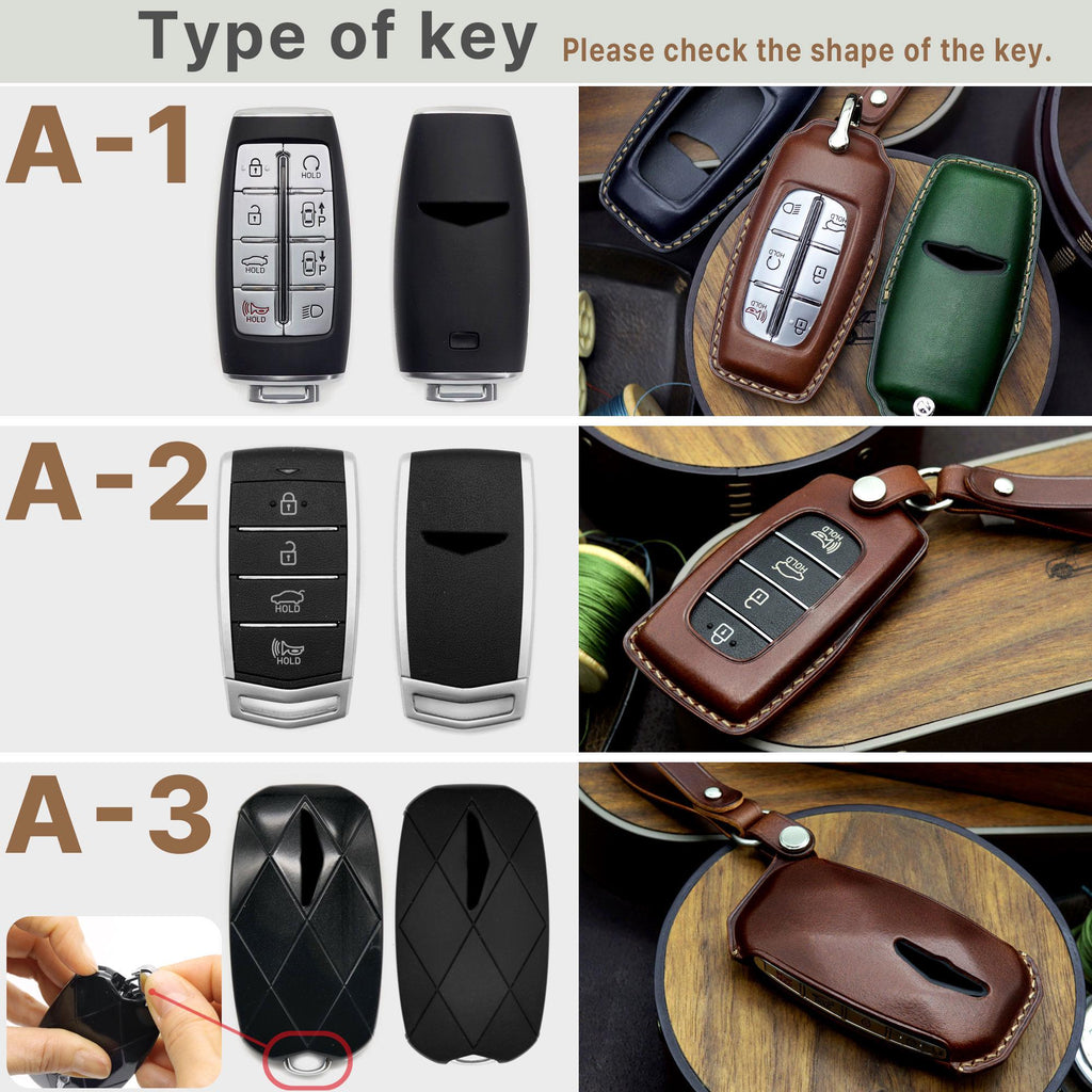 Leather Key Fob Cover: Genesis, Hyundai Smart Key Case