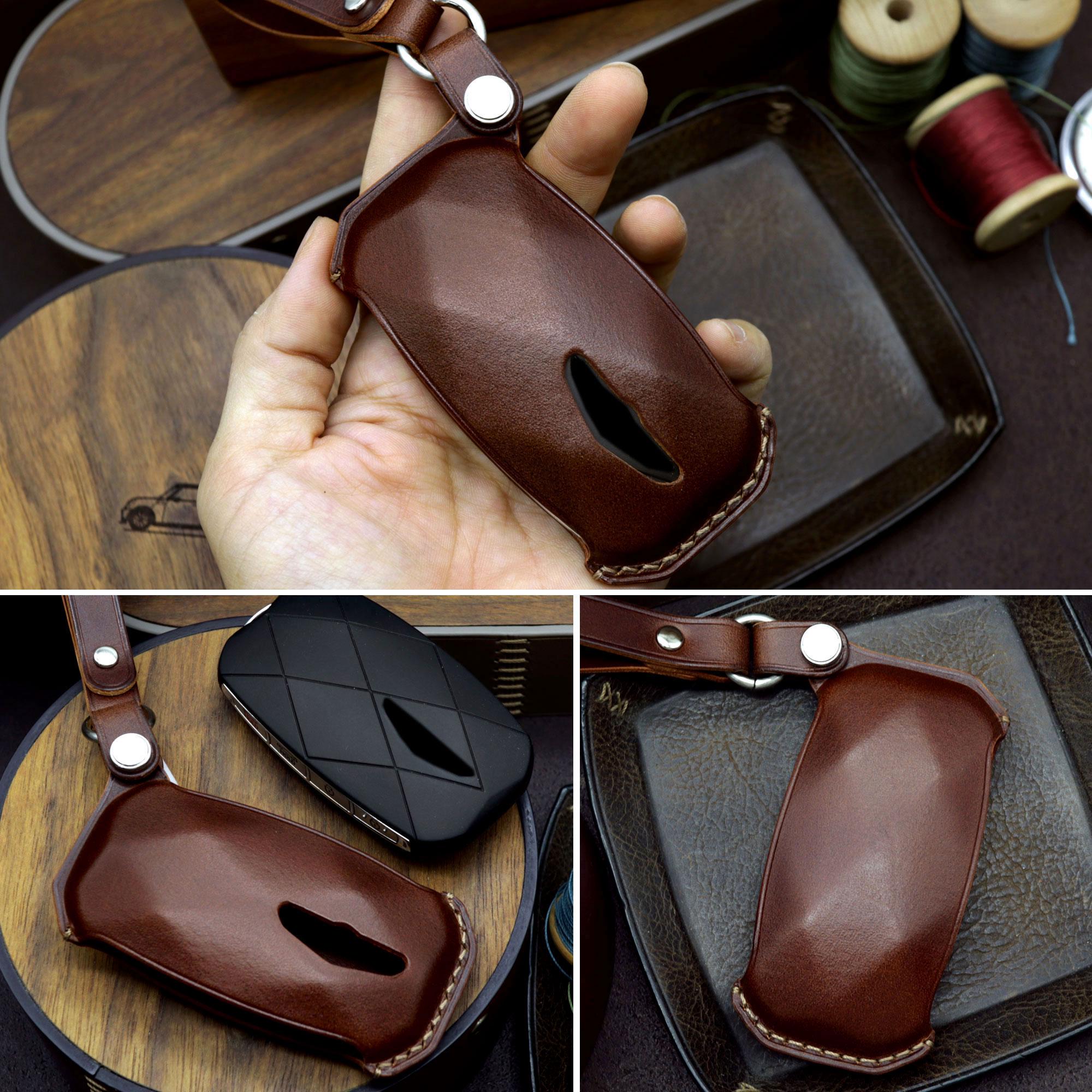 Leather Key Fob Cover: Genesis, Hyundai Smart Key Case