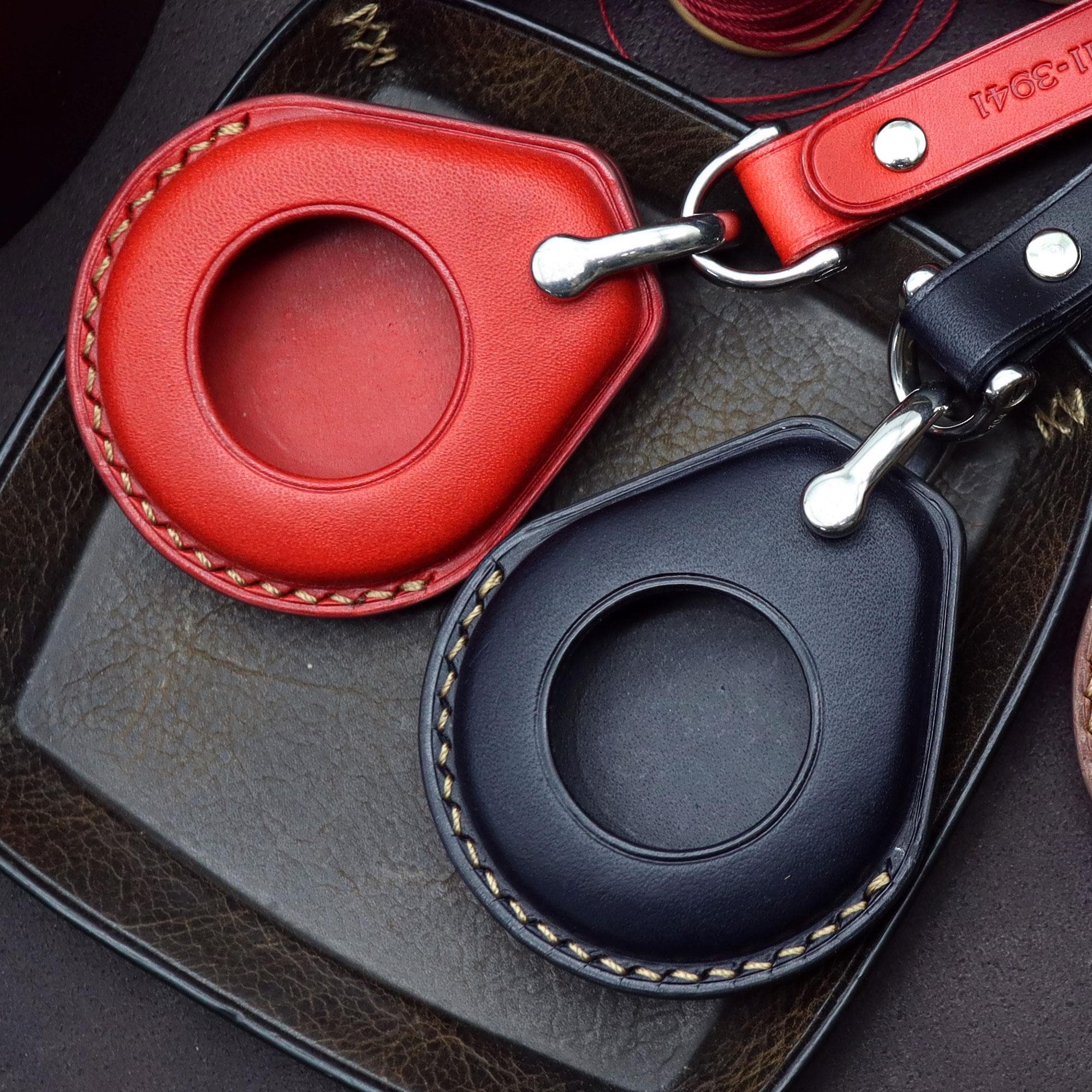 Hand Stitched Leather Key Fob Cover – Harley Davidson Keychain