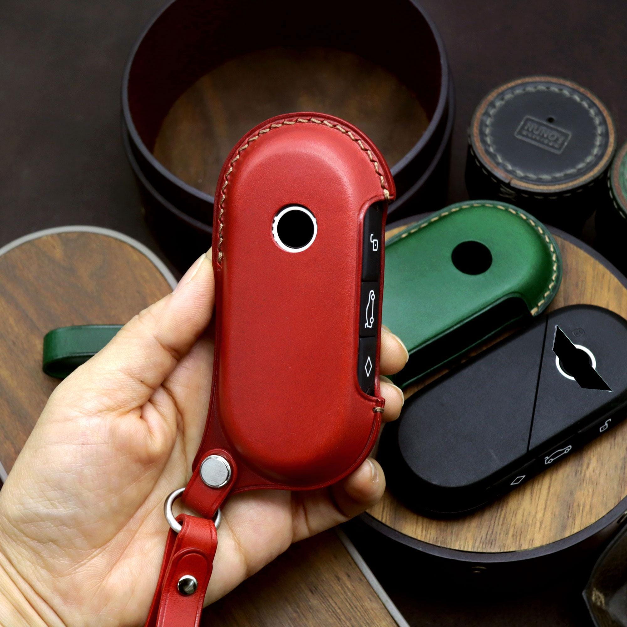 Leather Mini Cooper Key Fob Cover: Handmade Car Key Case