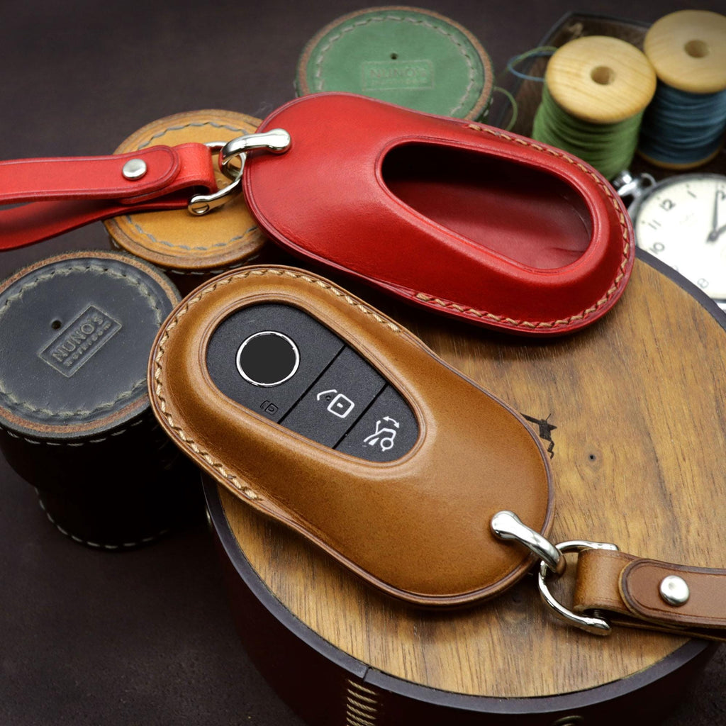 Leather Car Key Fob Cover: Mercedes Benz Smart Key Case