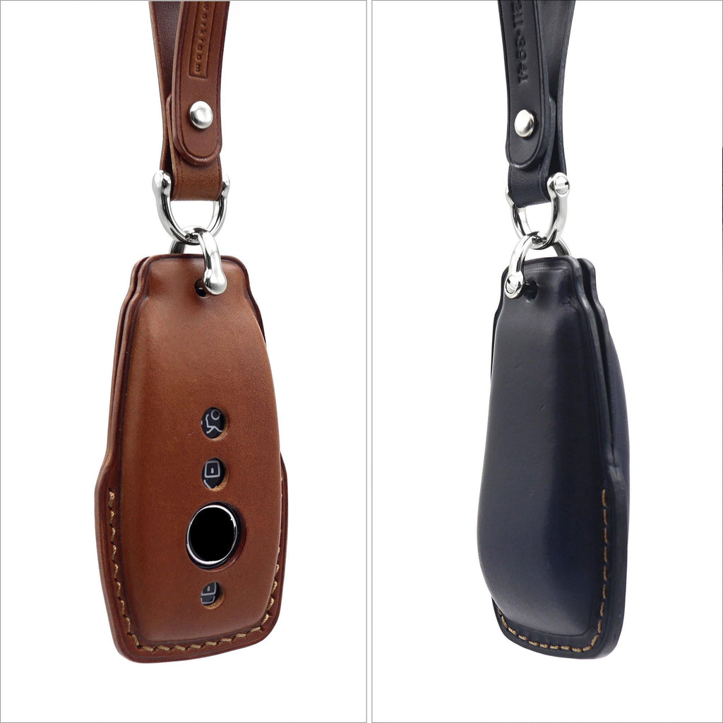 Leather Car Key Fob Cover: Mercedes Benz E/C/GLC Class Key Case