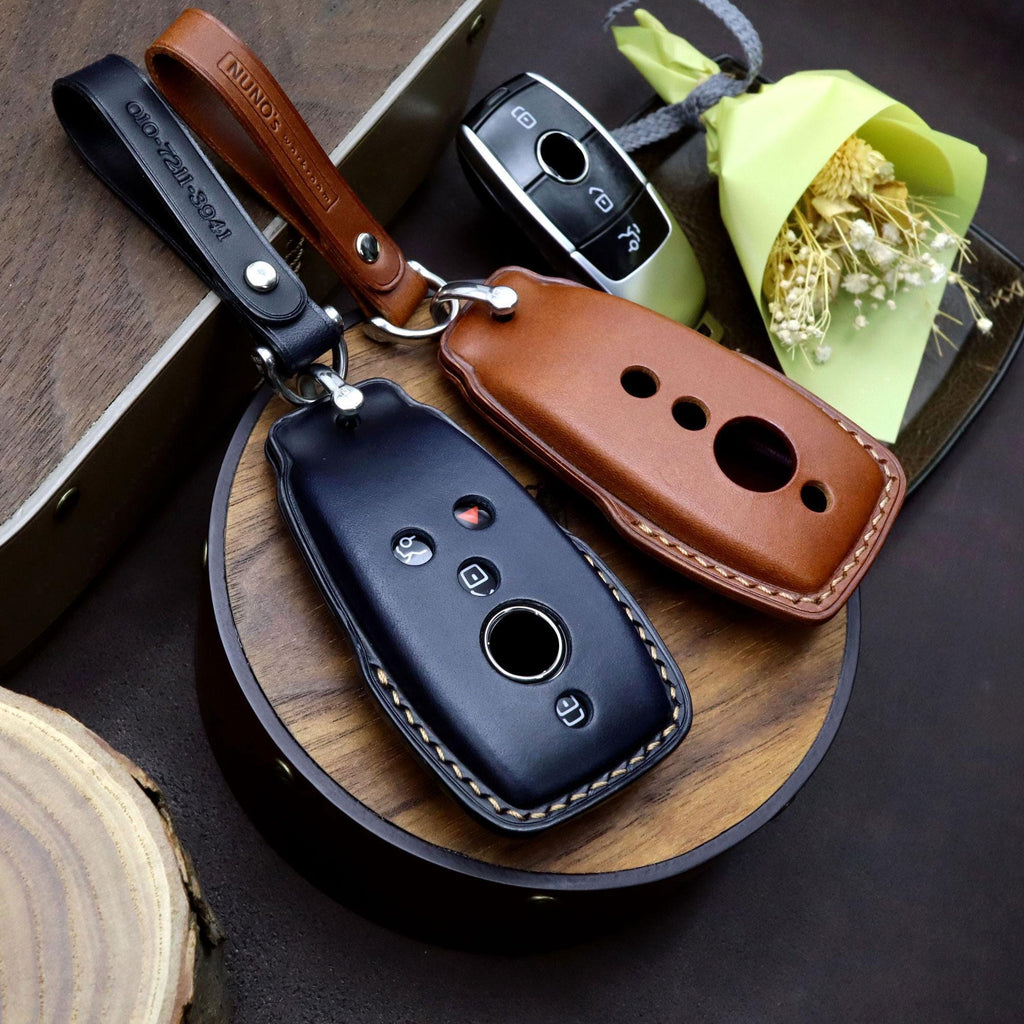 Leather Car Key Fob Cover: Mercedes Benz E/C/GLC Class Key Case