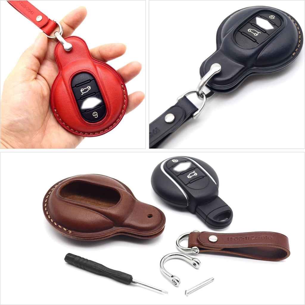 Buttero Leather Key Fob Cover for MINI Cooper: Handmade Car Key Case