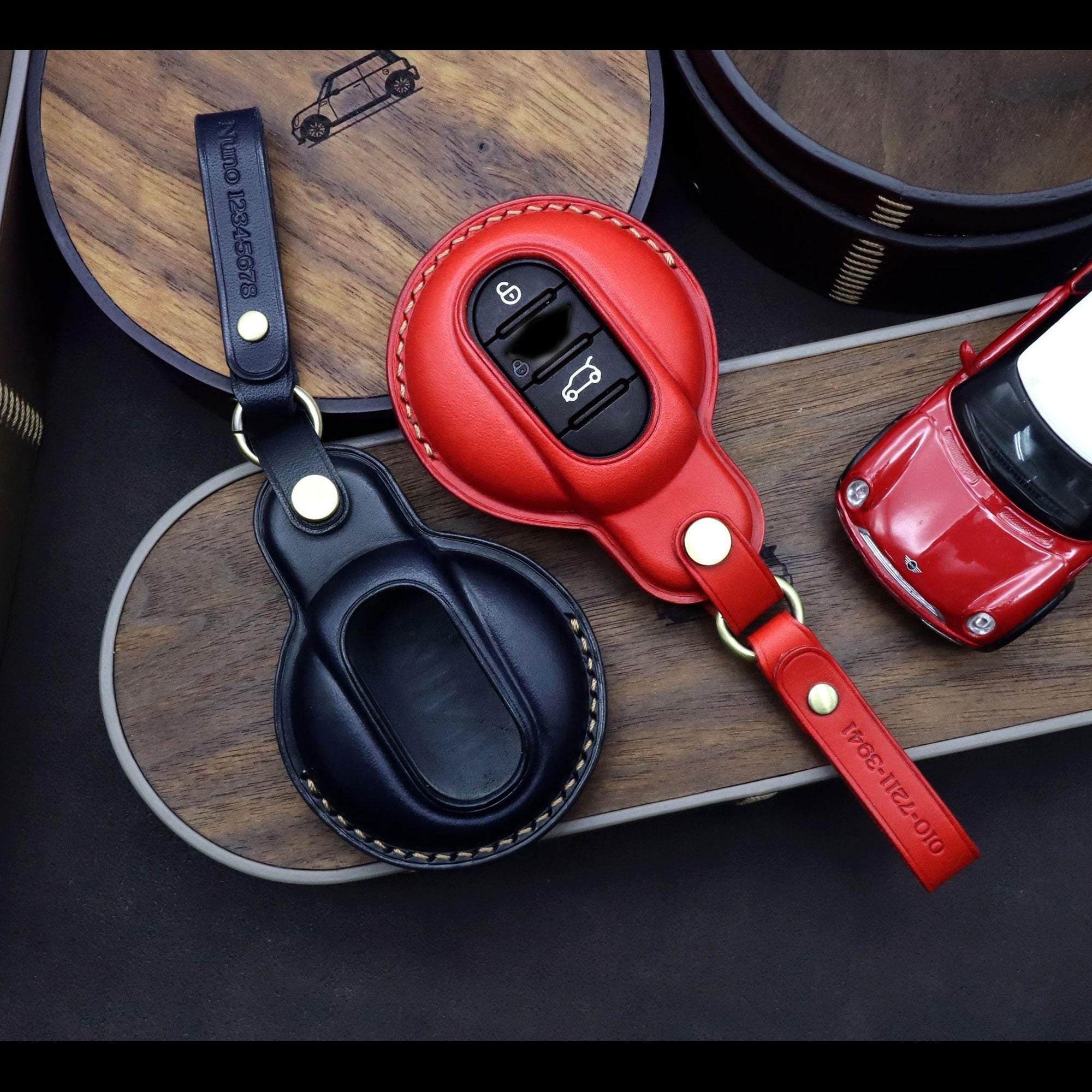 Handmade Leather Car Key Fob Cover: Mini Cooper Smart Key Case