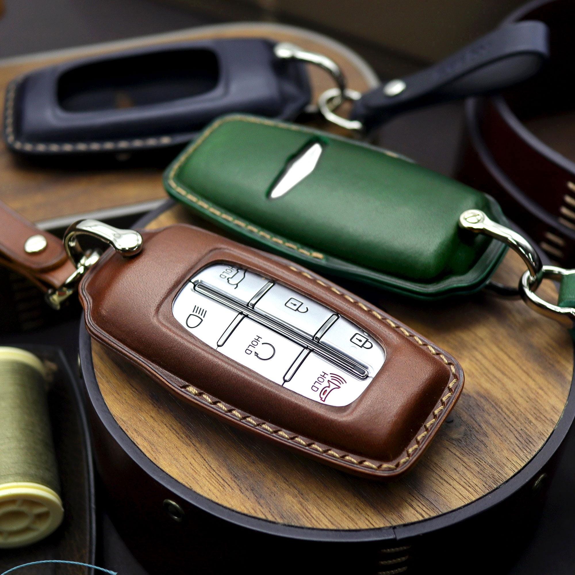 Leather Key Fob Cover: Genesis, Hyundai Smart Key Case