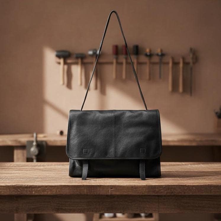 Large Genuine Leather Messenger Bag for Women, Vintage Brown Shoulder Bag, Commuter Crossbody Laptop Tote