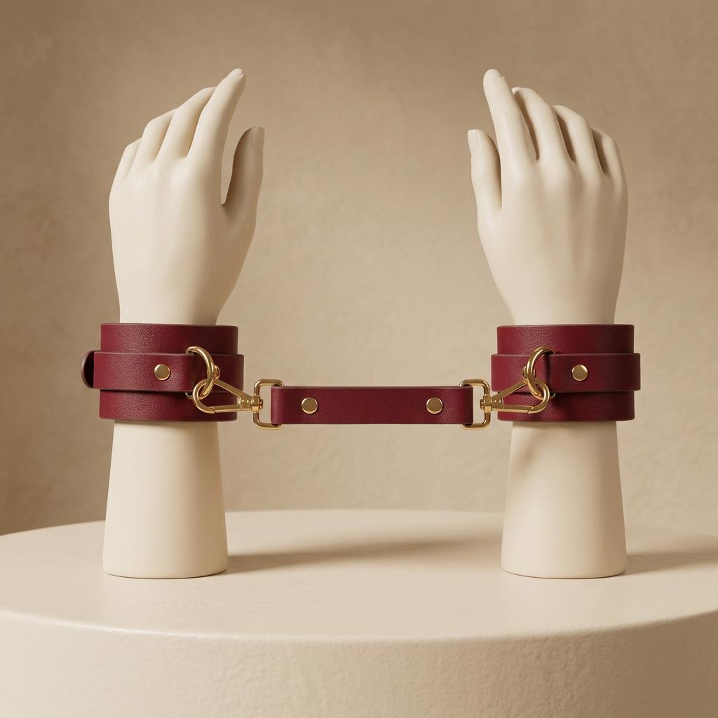 Restraint cuffs set, Leather hand and ankle cuffs, Leather hand bondage, Bondage ankle cuffs, Leather bondage set, Restraint leather cuffs