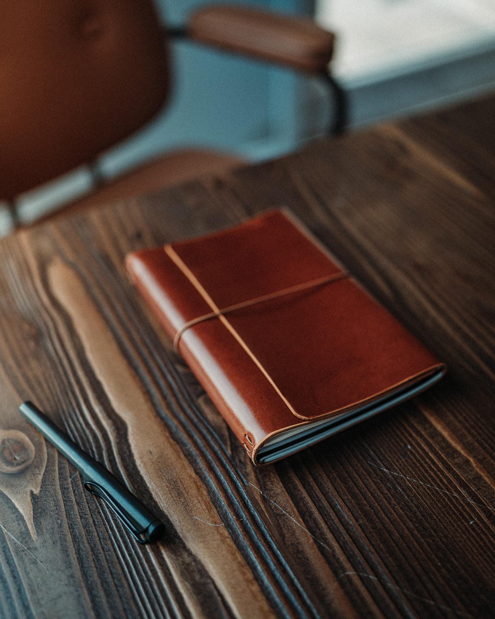 Full Grain Leather Notebook Cover, Handmade Buttero A5 Journal Sleeve
