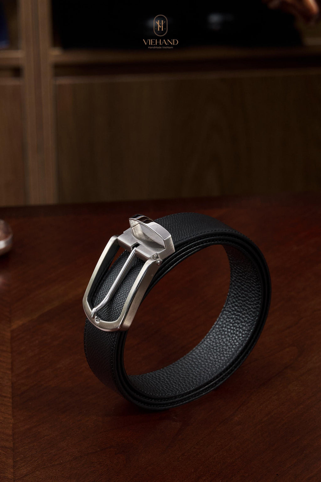 Handmade Epsom Leather Belt – Black – Custom - Made Belt for Men