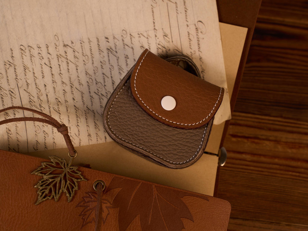Handmade Pebble Leather AirPods Case, Coin Purse, Bag Charm Accessory