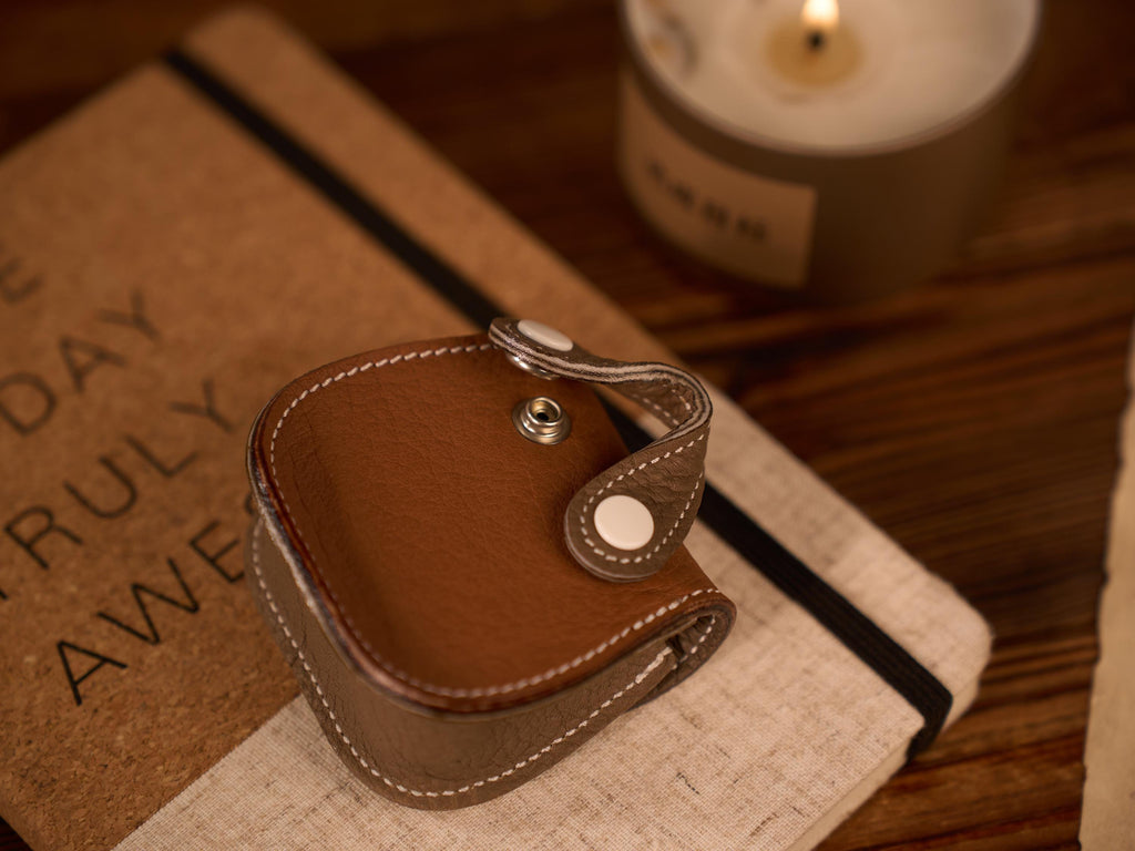 Handmade Pebble Leather AirPods Case, Coin Purse, Bag Charm Accessory