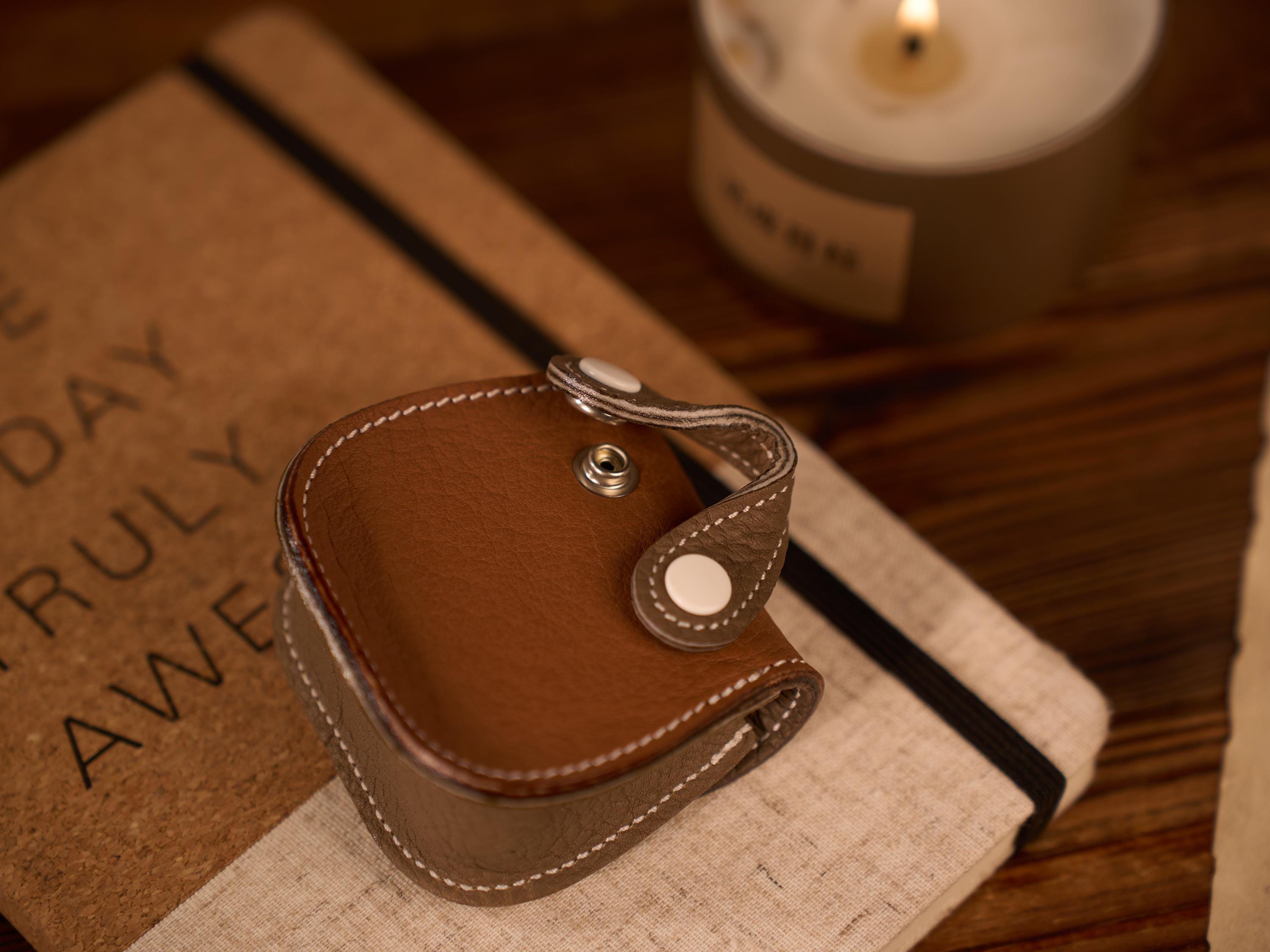 Handmade Pebble Leather AirPods Case, Coin Purse, Bag Charm Accessory